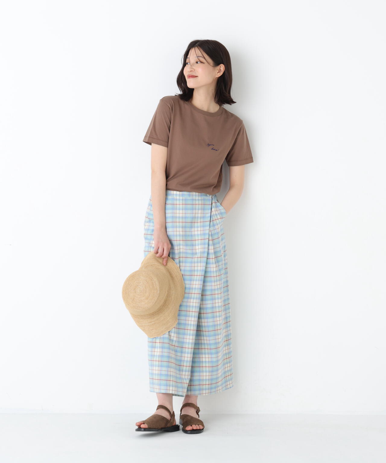 《洗える》ラップライクチェックスカート