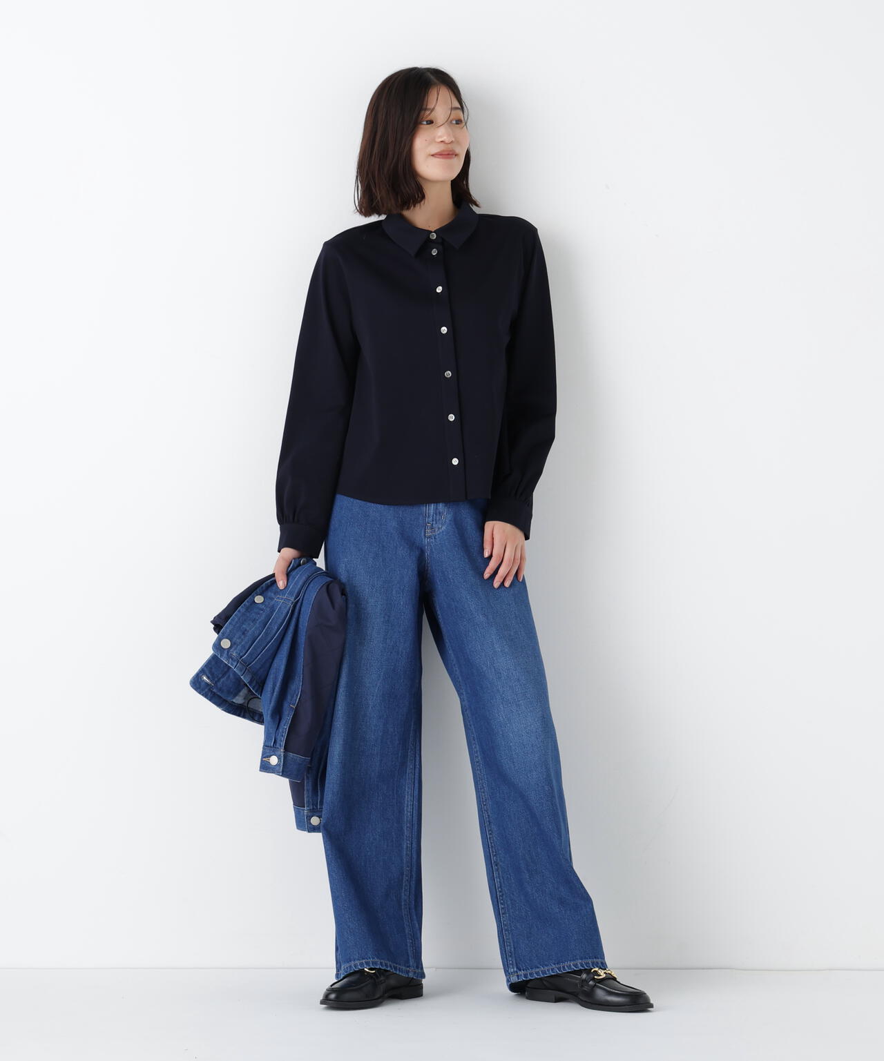 ソフトデニムセミワイドパンツ