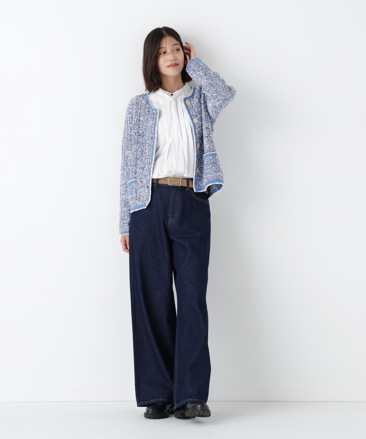 ソフトデニムセミワイドパンツ