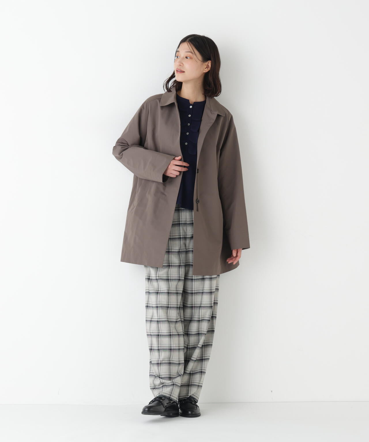 ＴＲチェックタックワイドテーパードパンツ