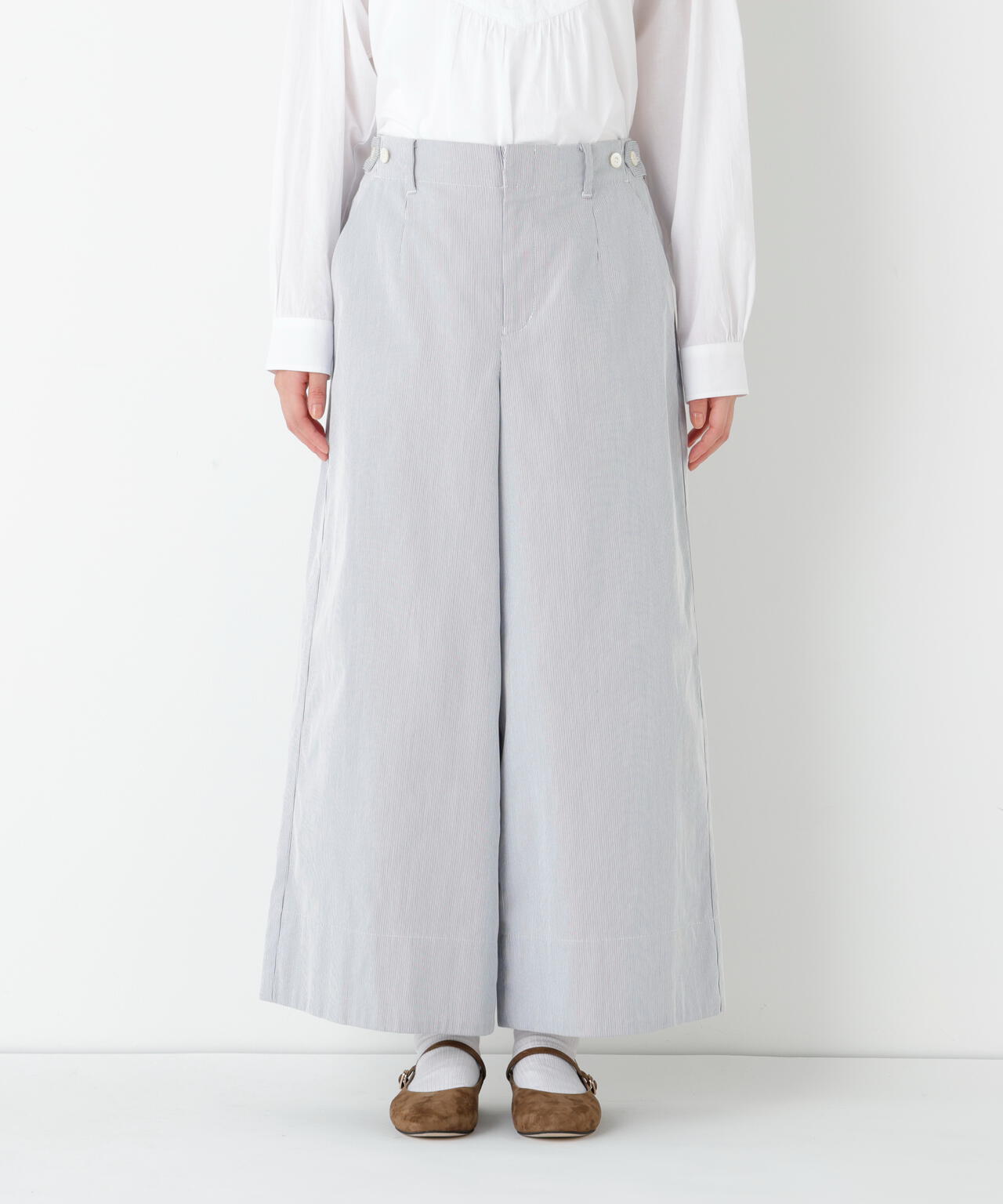 《定番 / マルチサイズ /洗える》コードストレッチガウチョパンツ