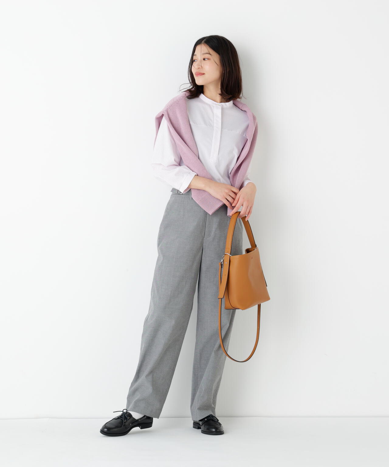 名品 / マルチサイズ / 洗える》ドビーストレッチストレートパンツ