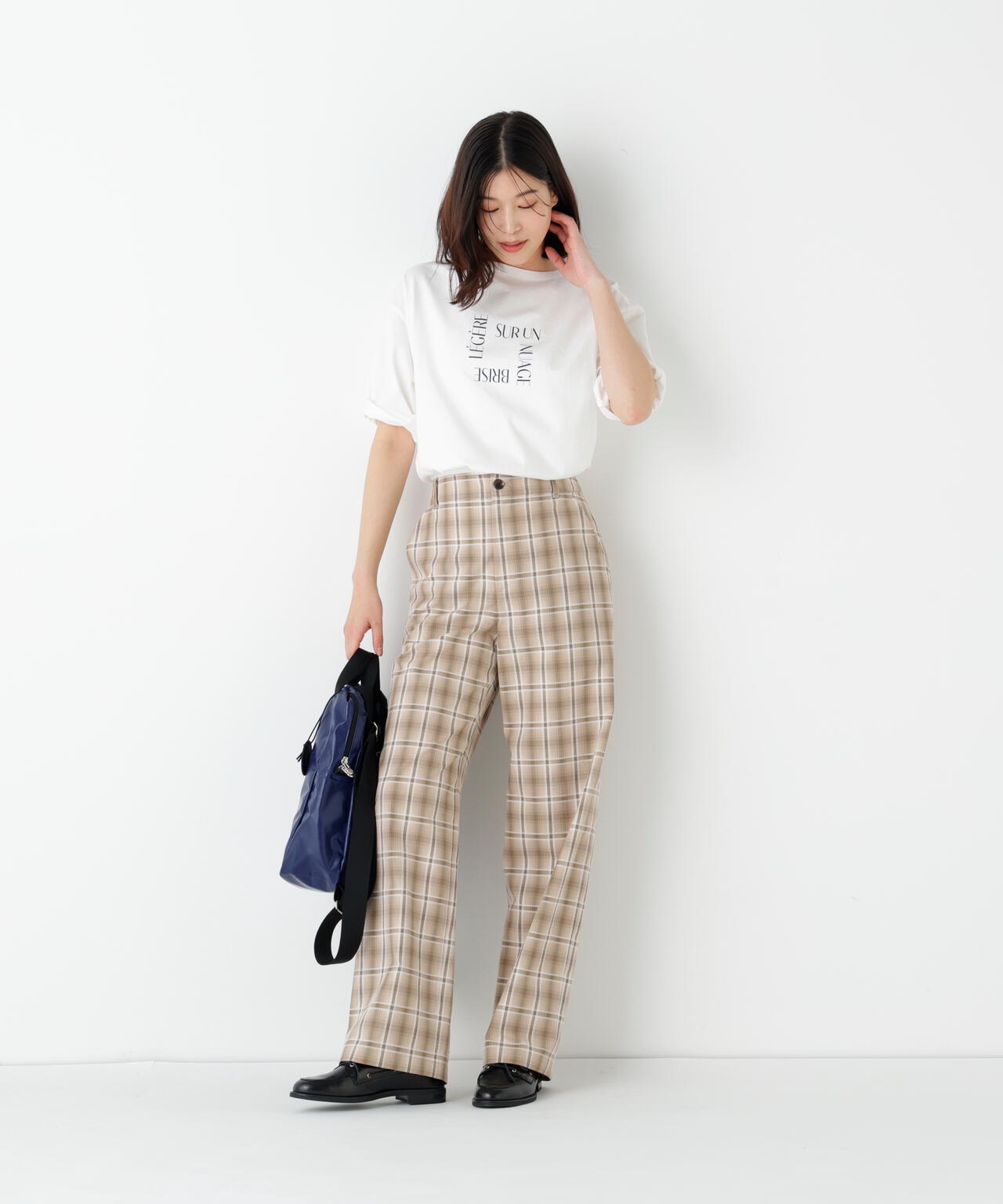 洗える》先染めチェックストレートパンツ | human woman（ヒューマン