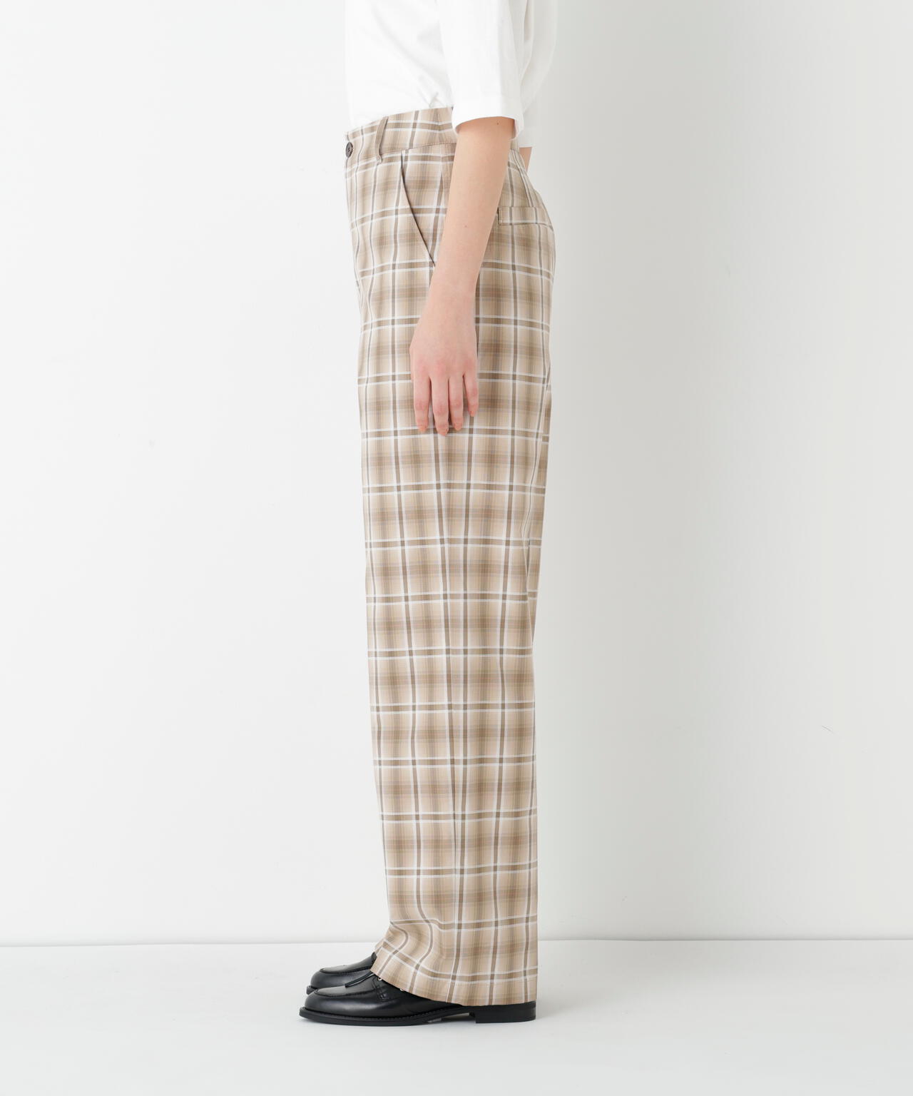 洗える》先染めチェックストレートパンツ | human woman（ヒューマン