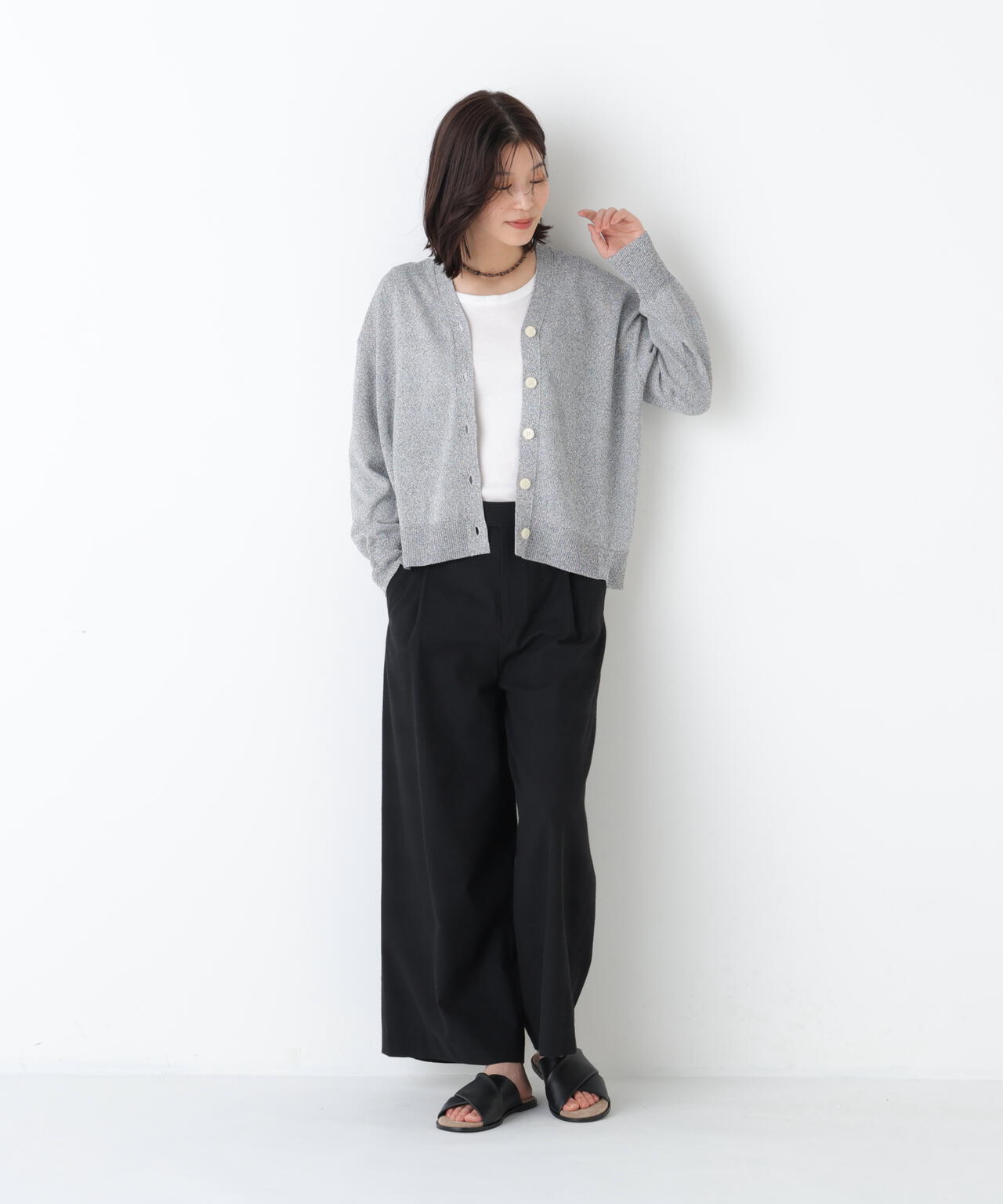 《名品 / マルチサイズ / 洗える》ドライタッチリネン混ガウチョパンツ