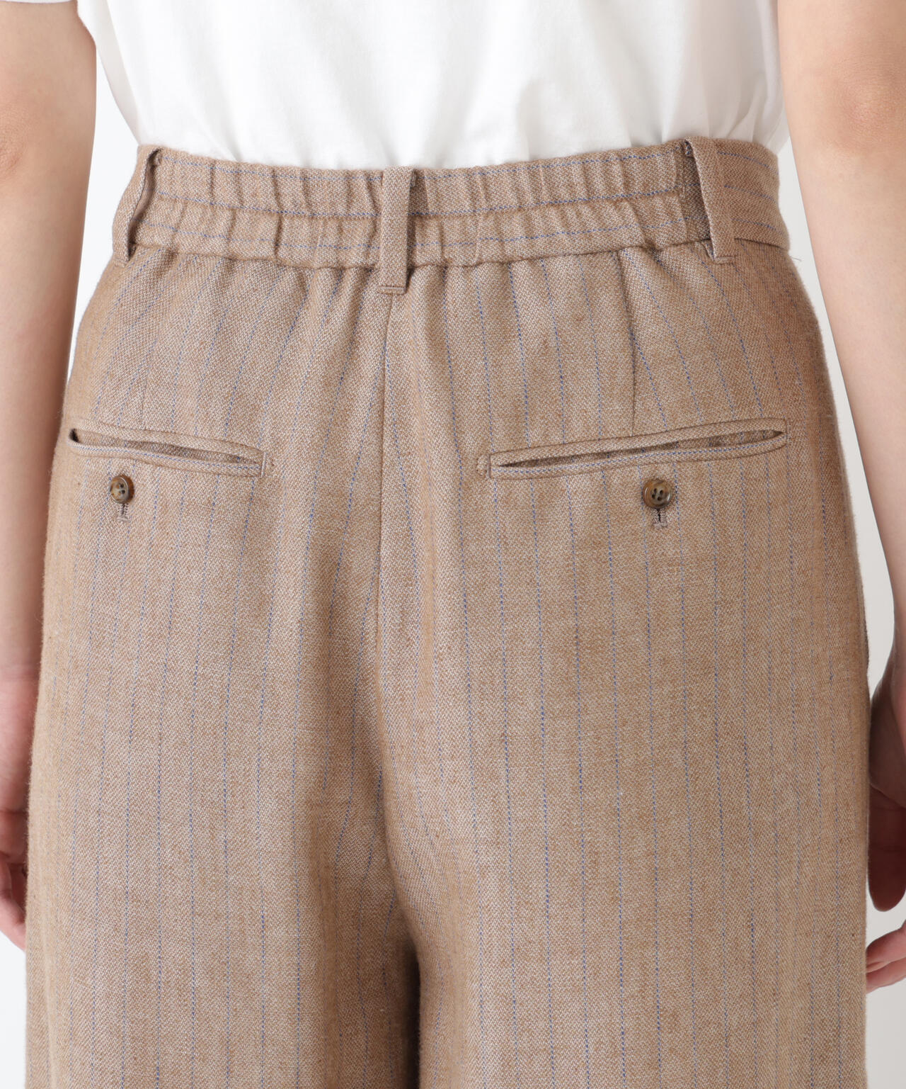 《名品 / マルチサイズ / 洗える》ドライタッチリネン混ガウチョパンツ