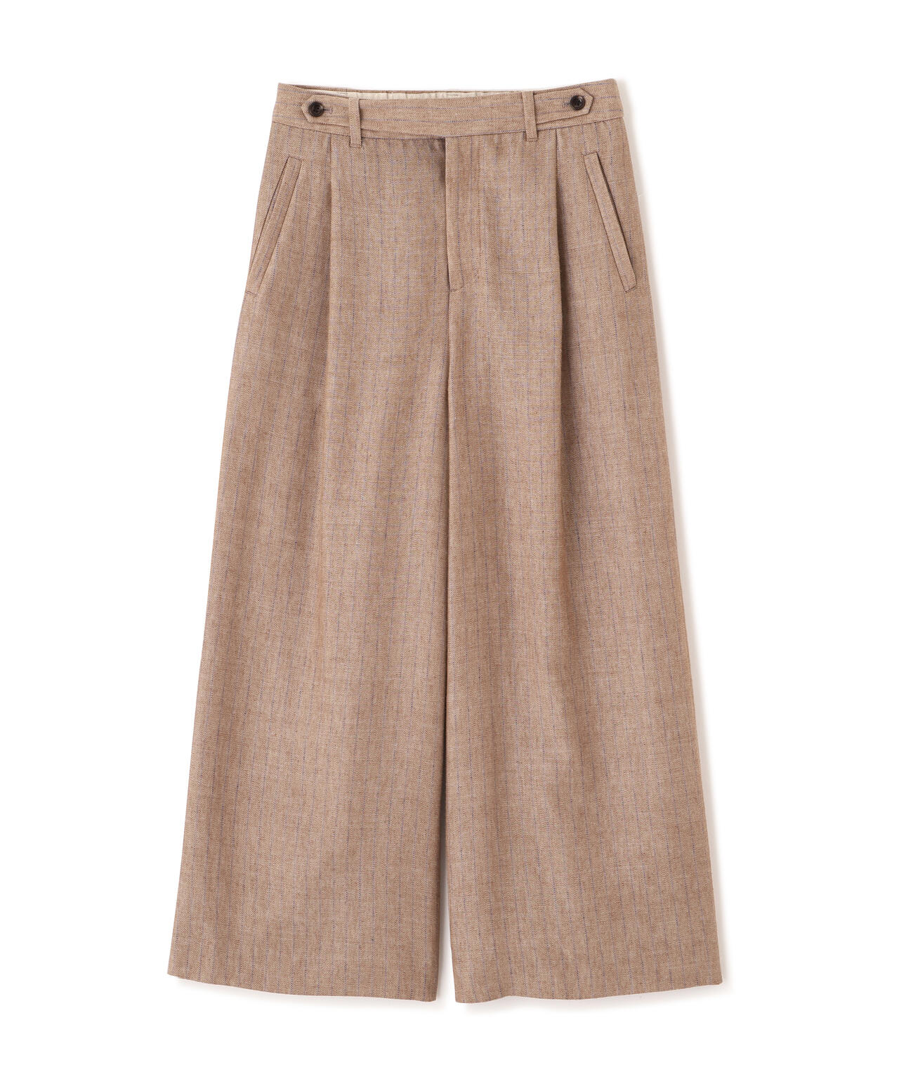 《名品 / マルチサイズ / 洗える》ドライタッチリネン混ガウチョパンツ