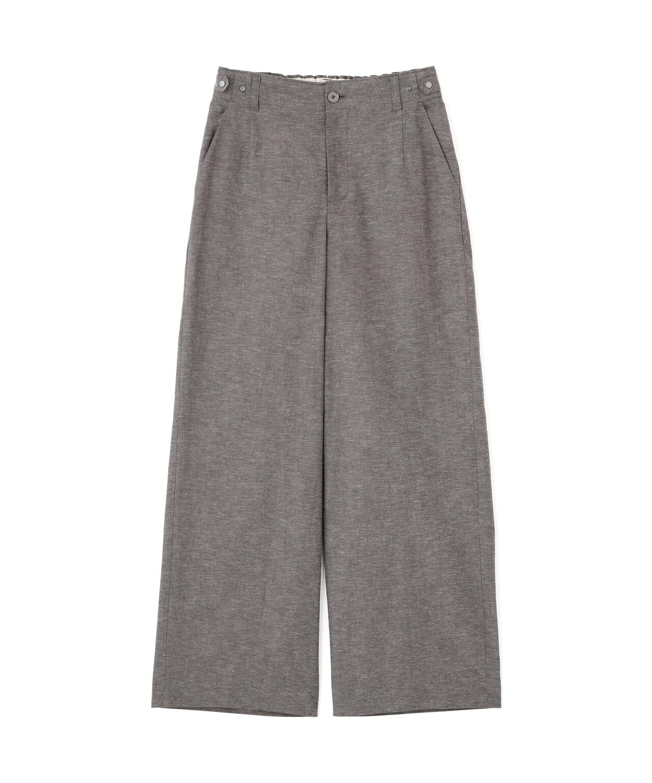 《定番素材 / 洗える》綿麻シャンブレーセミワイドパンツ