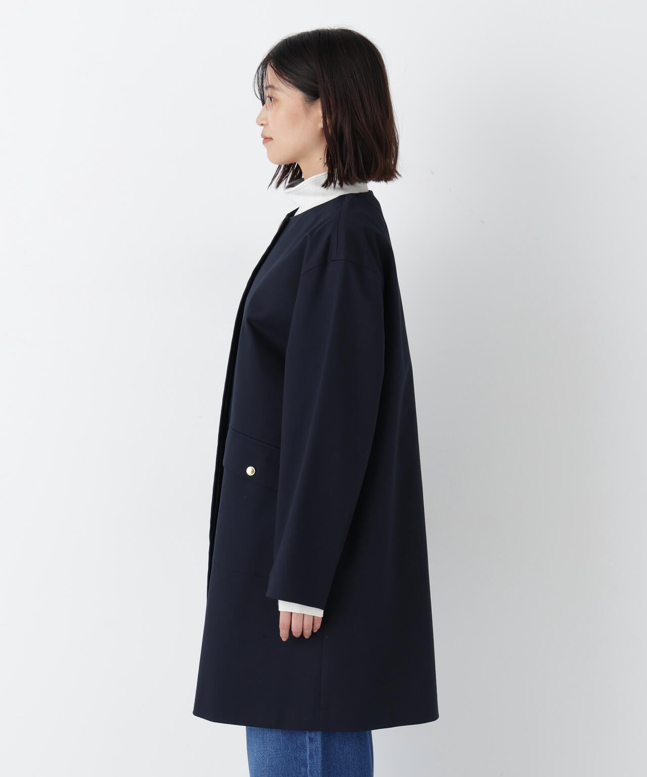 ライナー付きフラップノーカラーコート | human woman（ヒューマン