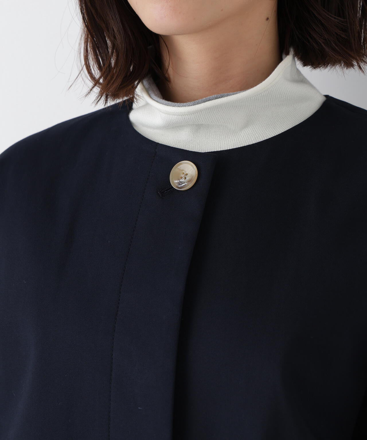 ライナー付きフラップノーカラーコート