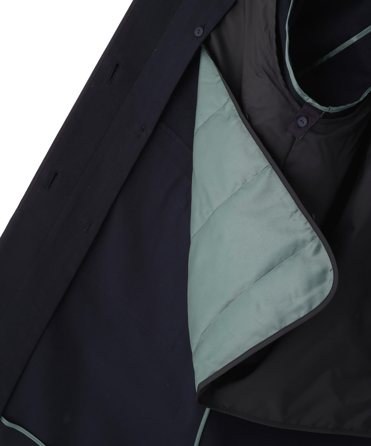 ライナー付きフラップノーカラーコート