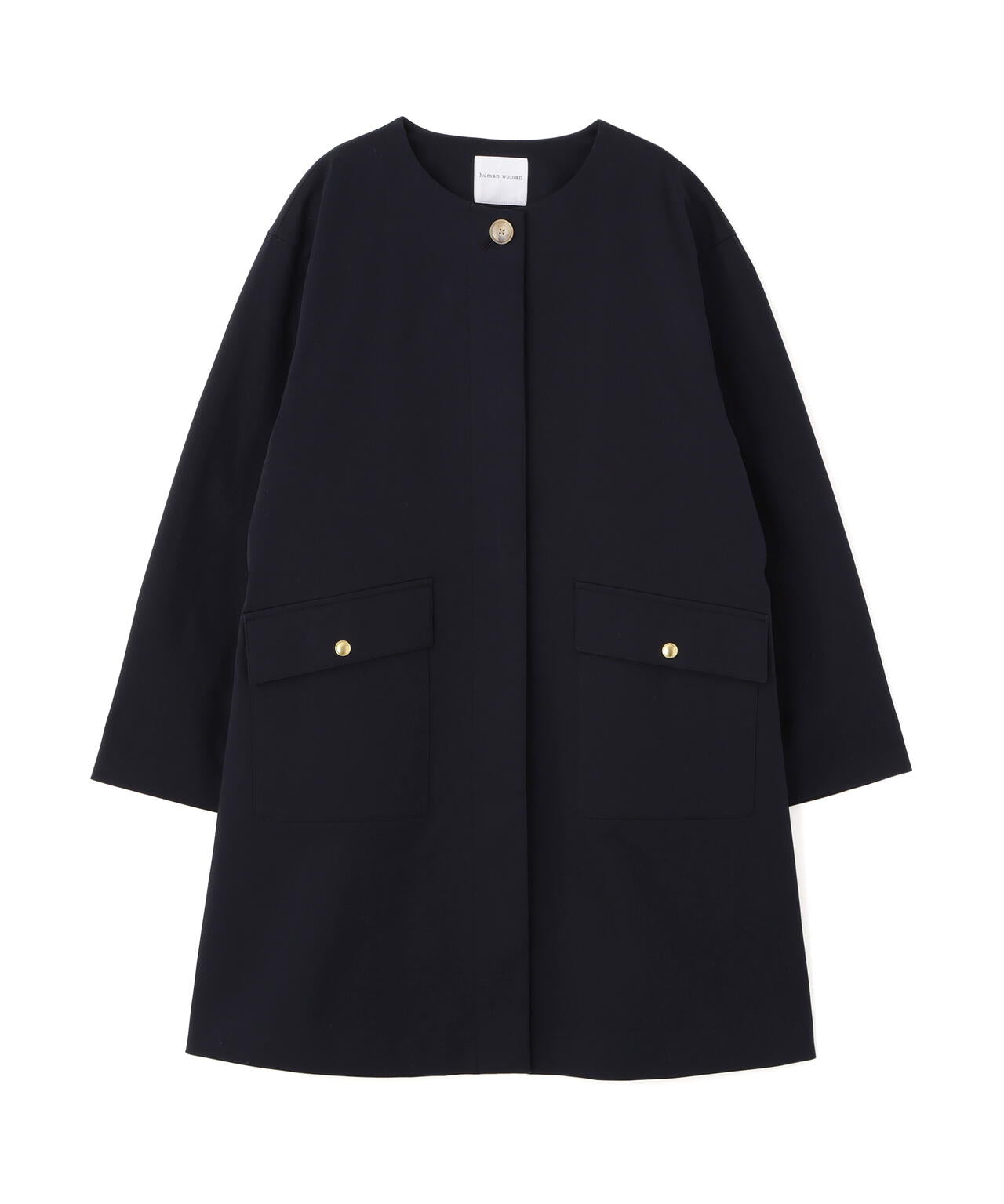 ライナー付きフラップノーカラーコート