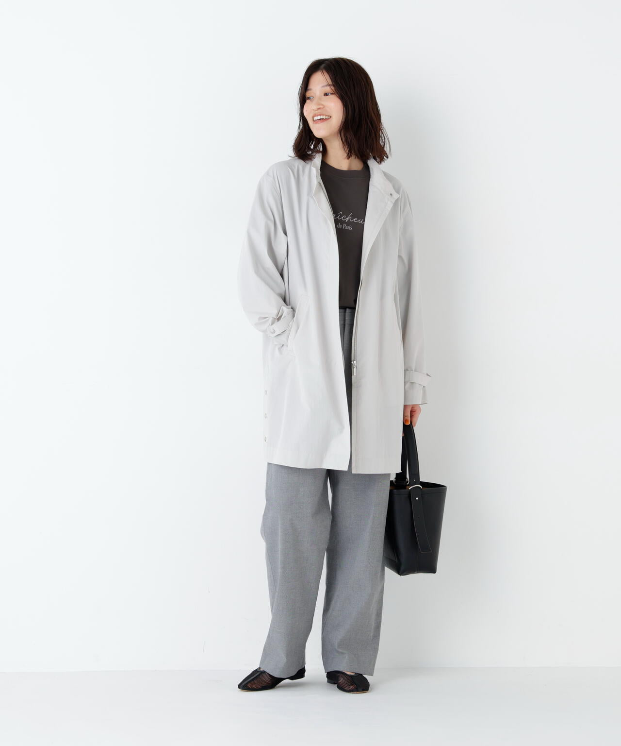 《洗える》コットンナイロンダンプスタンドカラーコート