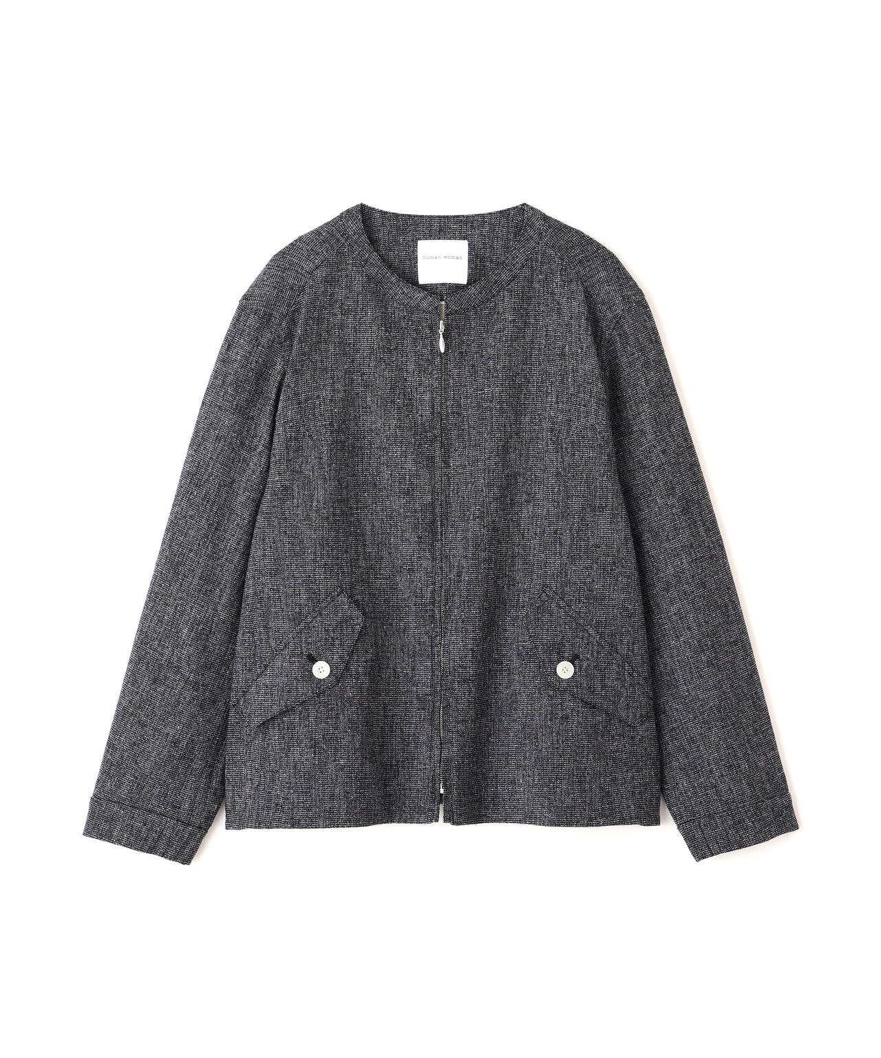 リングツィードノーカラーブルゾン