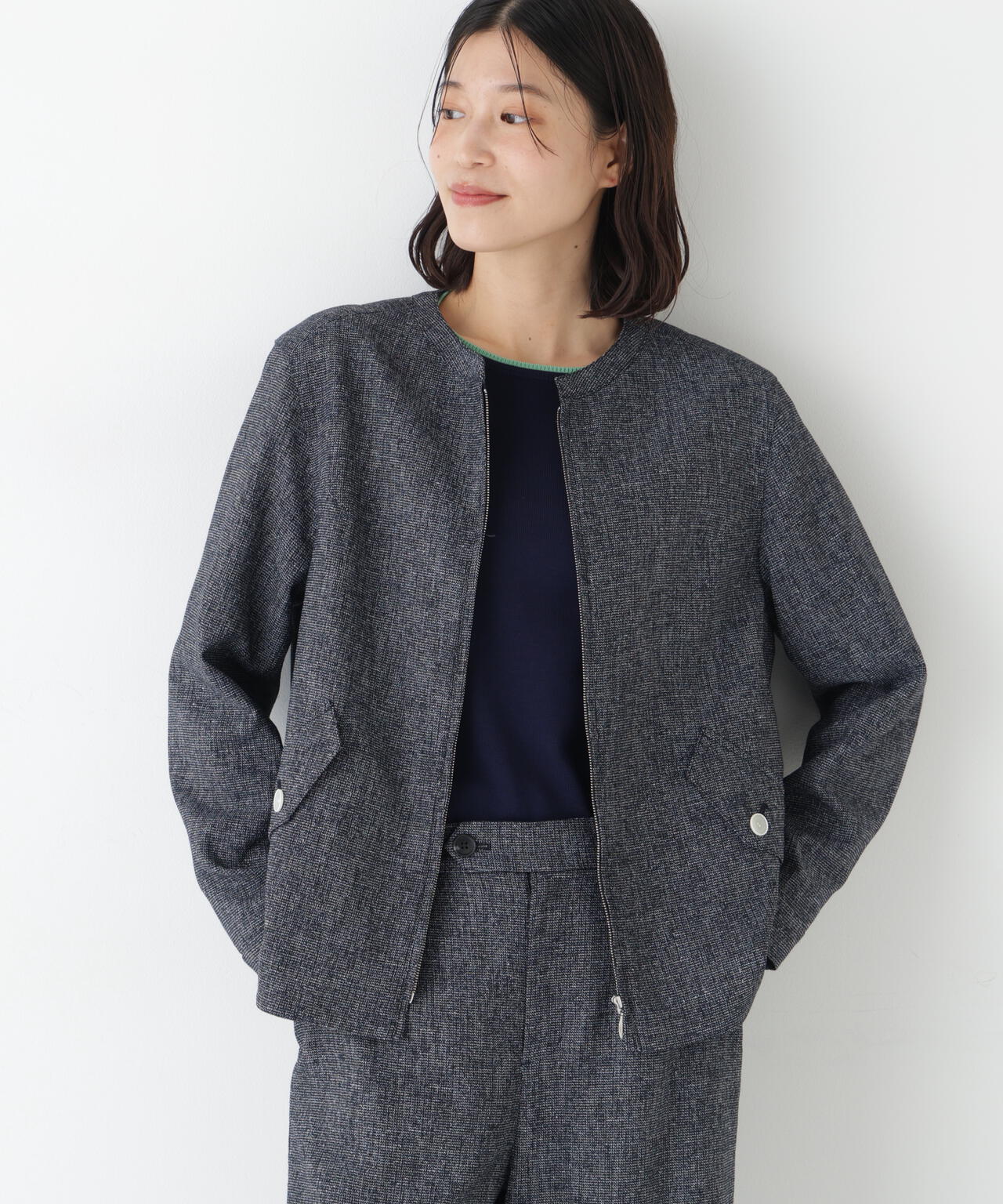 リングツィードノーカラーブルゾン | human woman（ヒューマンウーマン