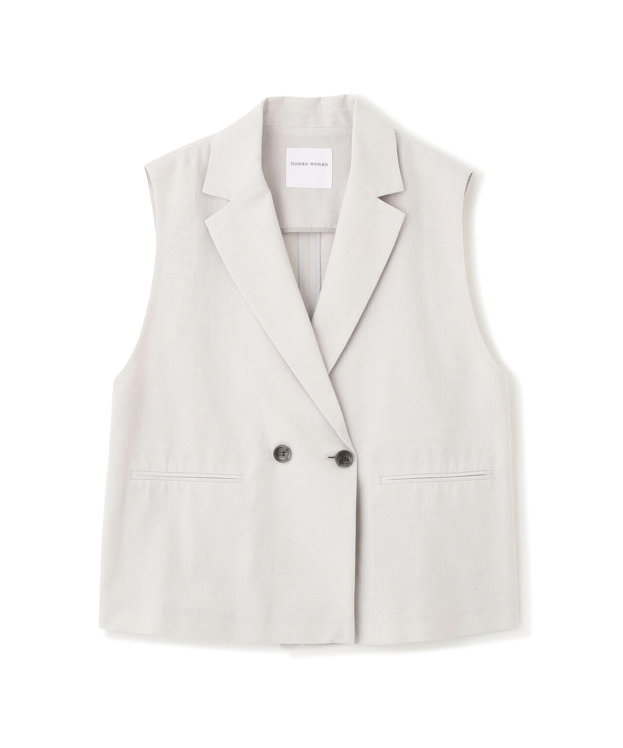 《定番素材 / 洗える》ドライタッチリネン混ショートジレ