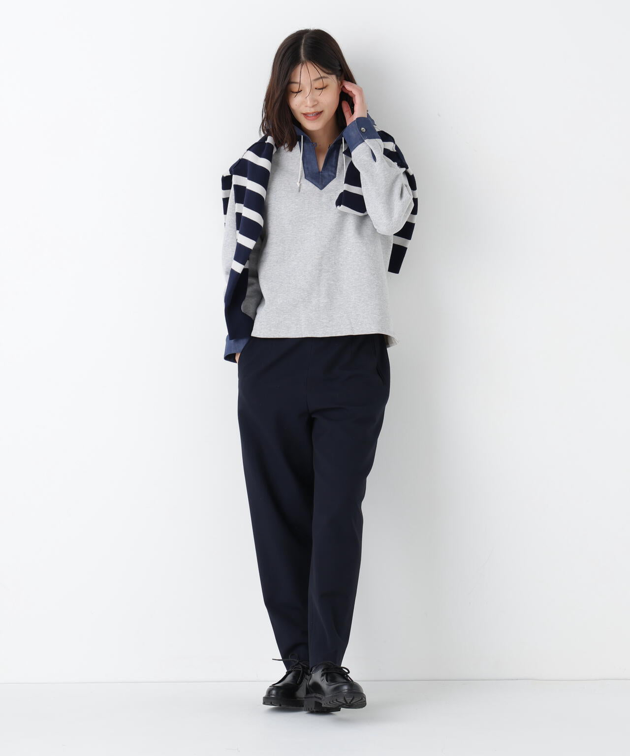 デニムドッキングフーディープルオーバー