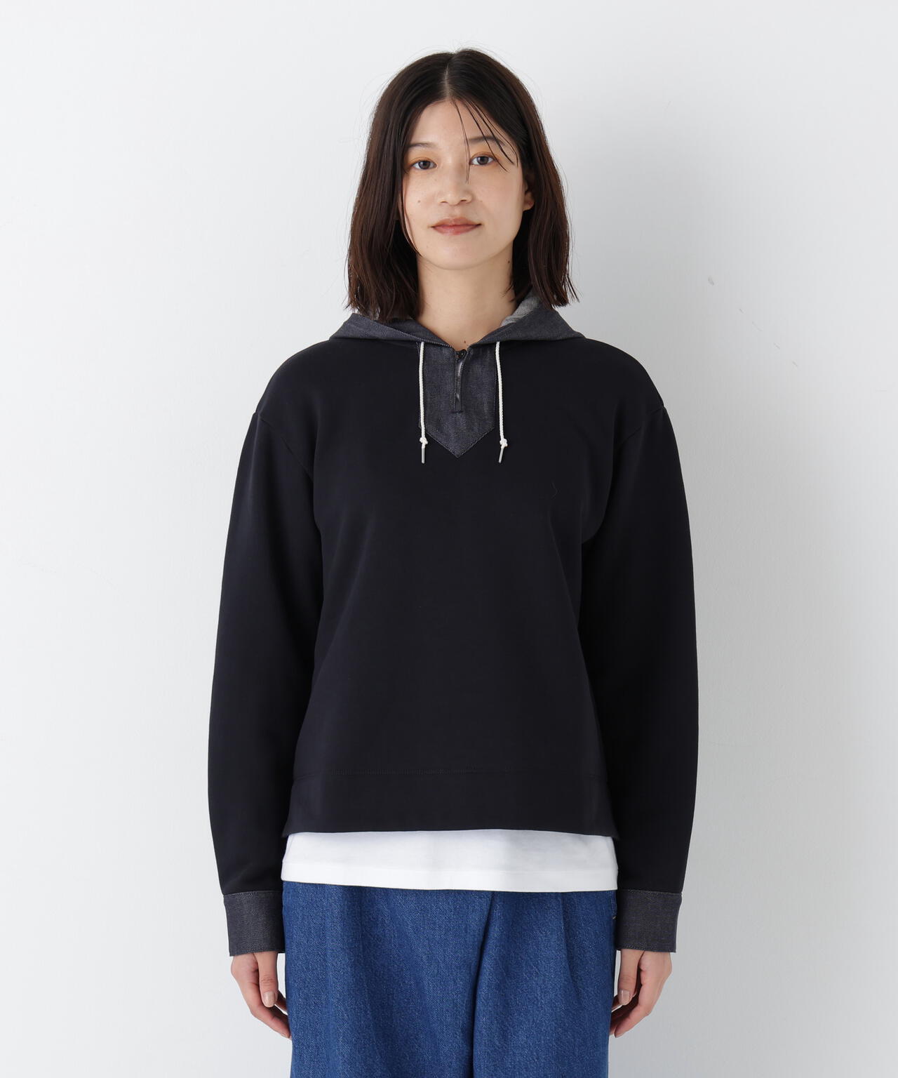 デニムドッキングフーディープルオーバー | human woman（ヒューマン