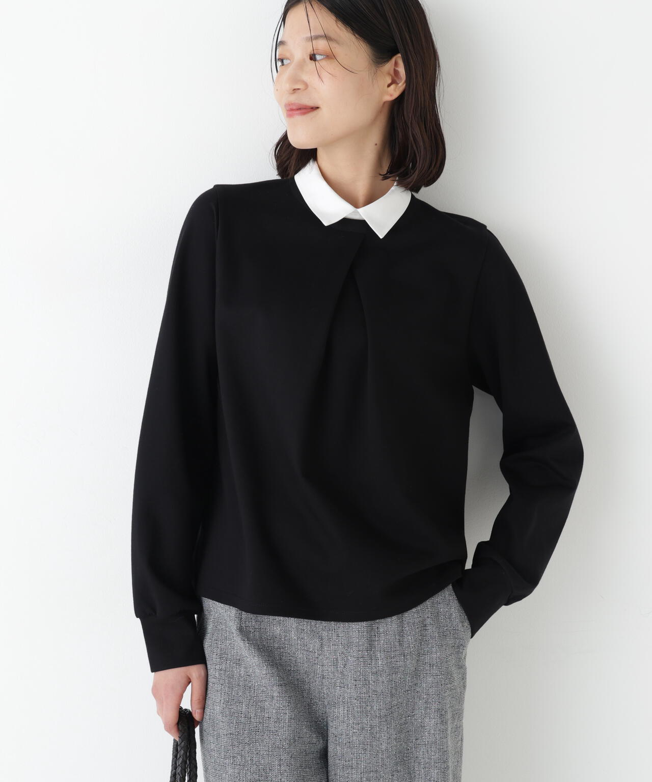 シャツカラードッキングプルオーバー