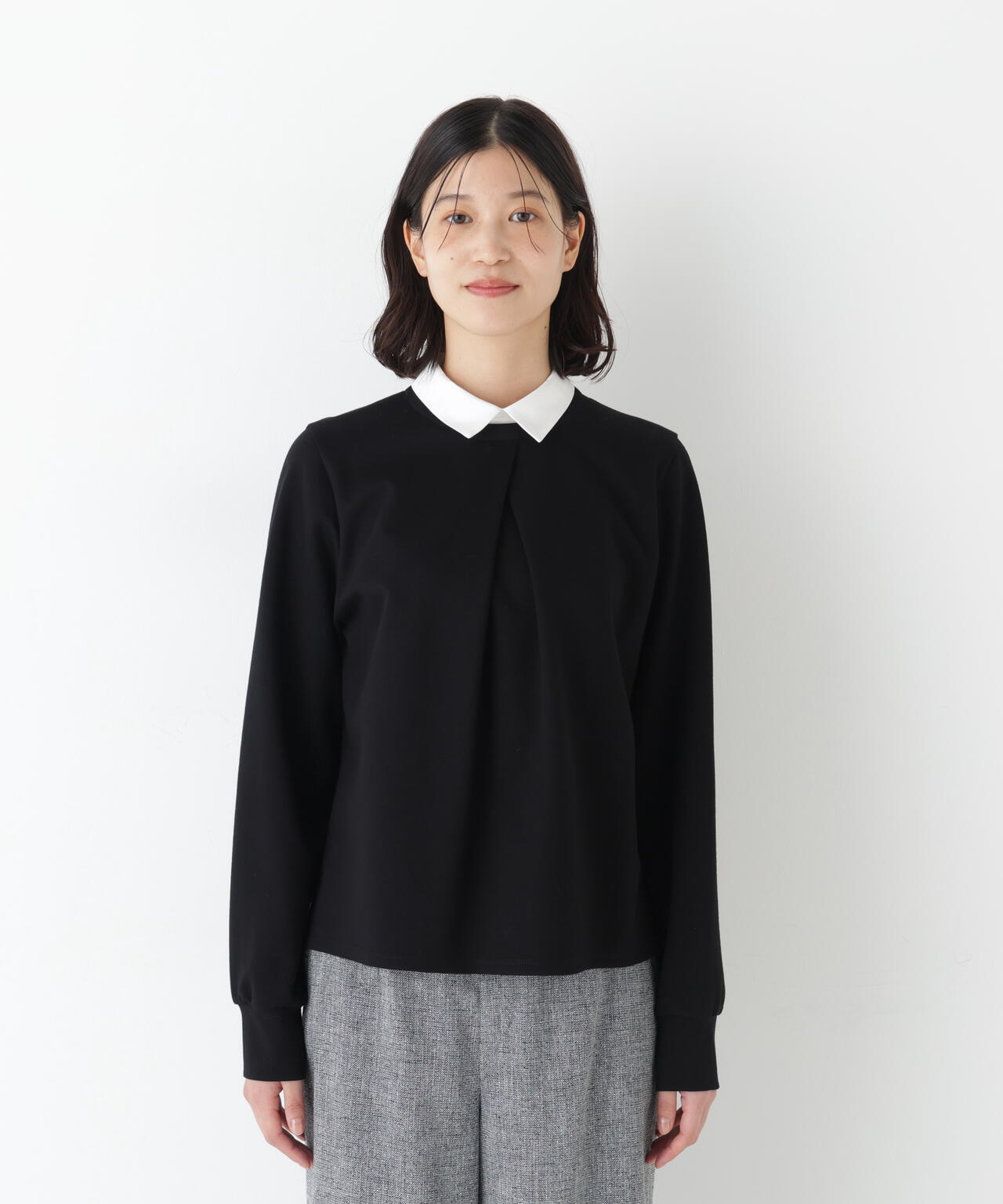 シャツカラードッキングプルオーバー