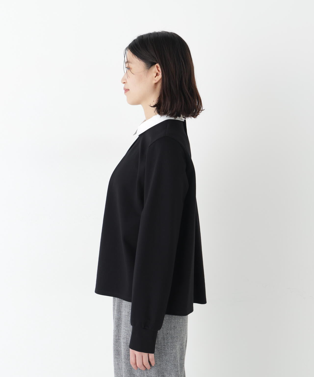 シャツカラードッキングプルオーバー