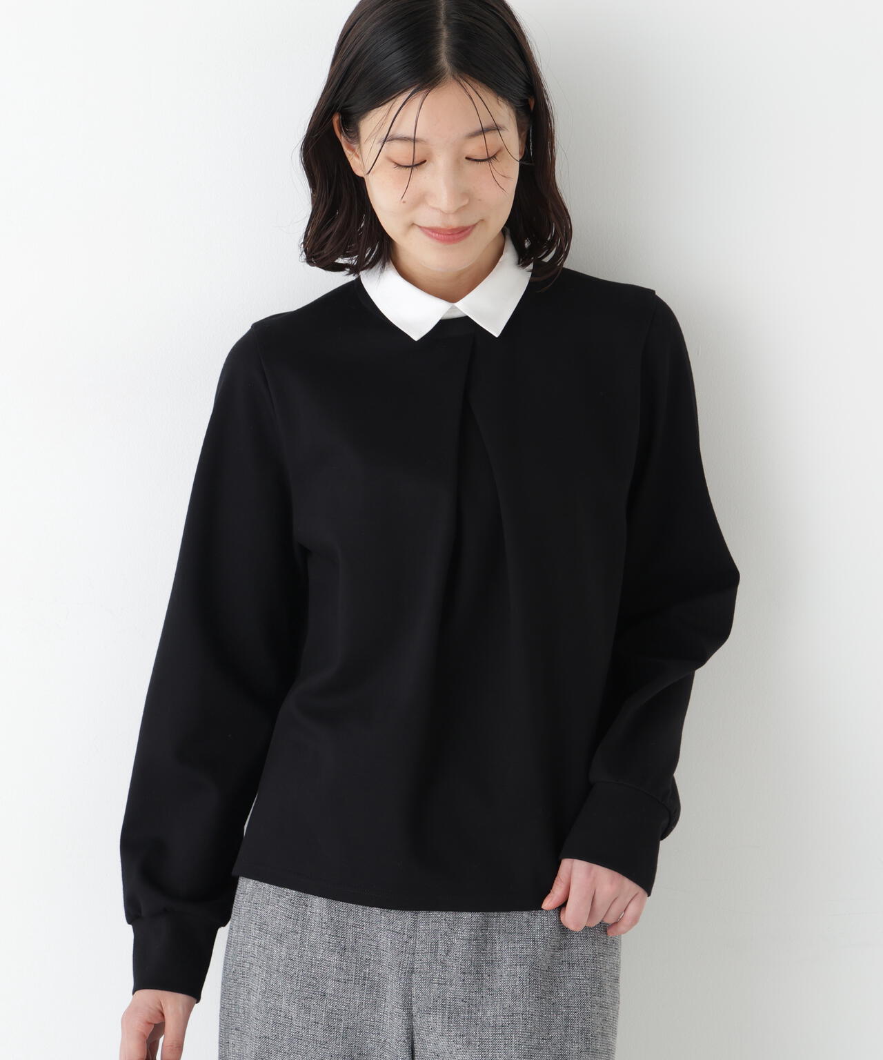 シャツカラードッキングプルオーバー