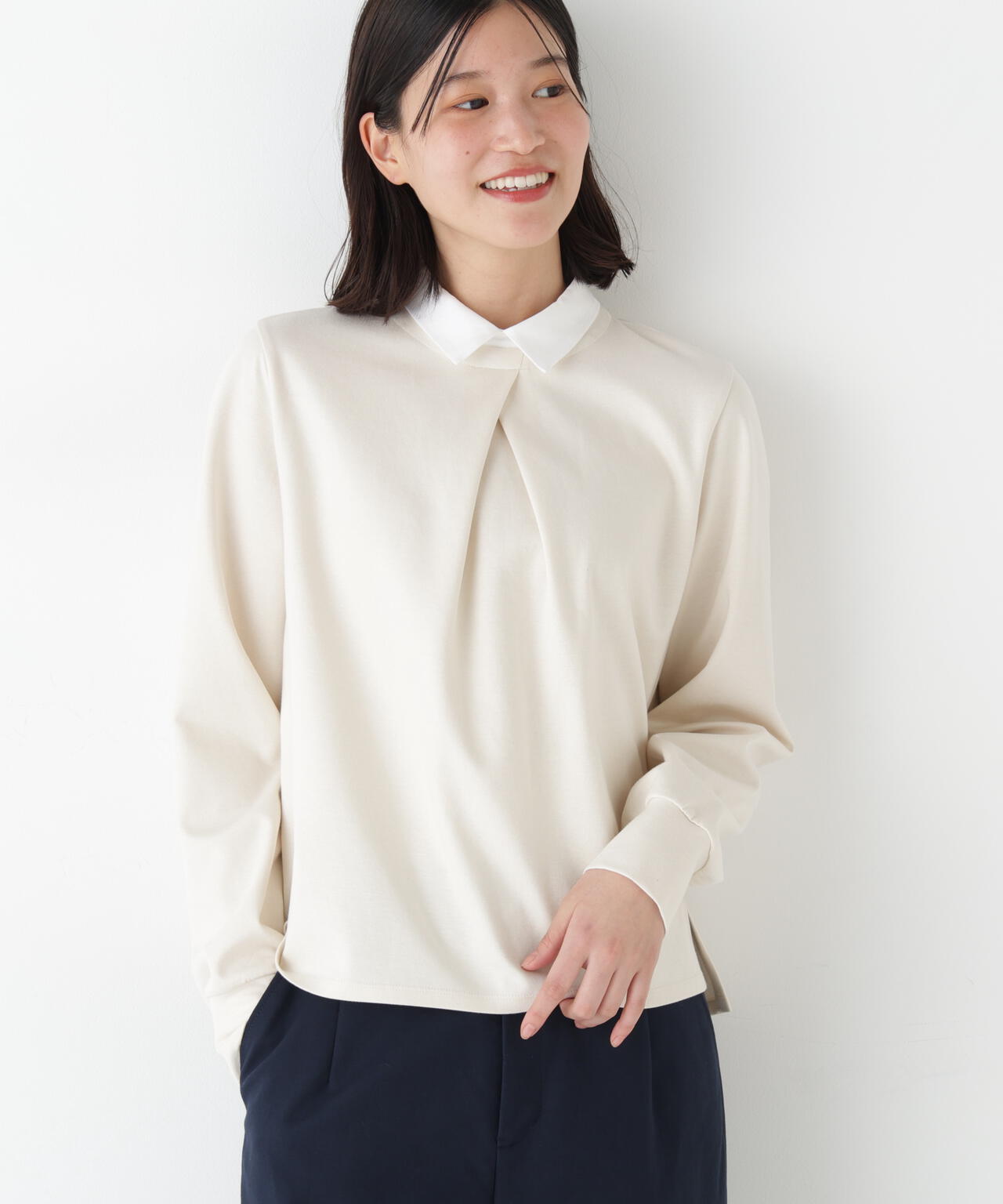 シャツカラードッキングプルオーバー | human woman（ヒューマン