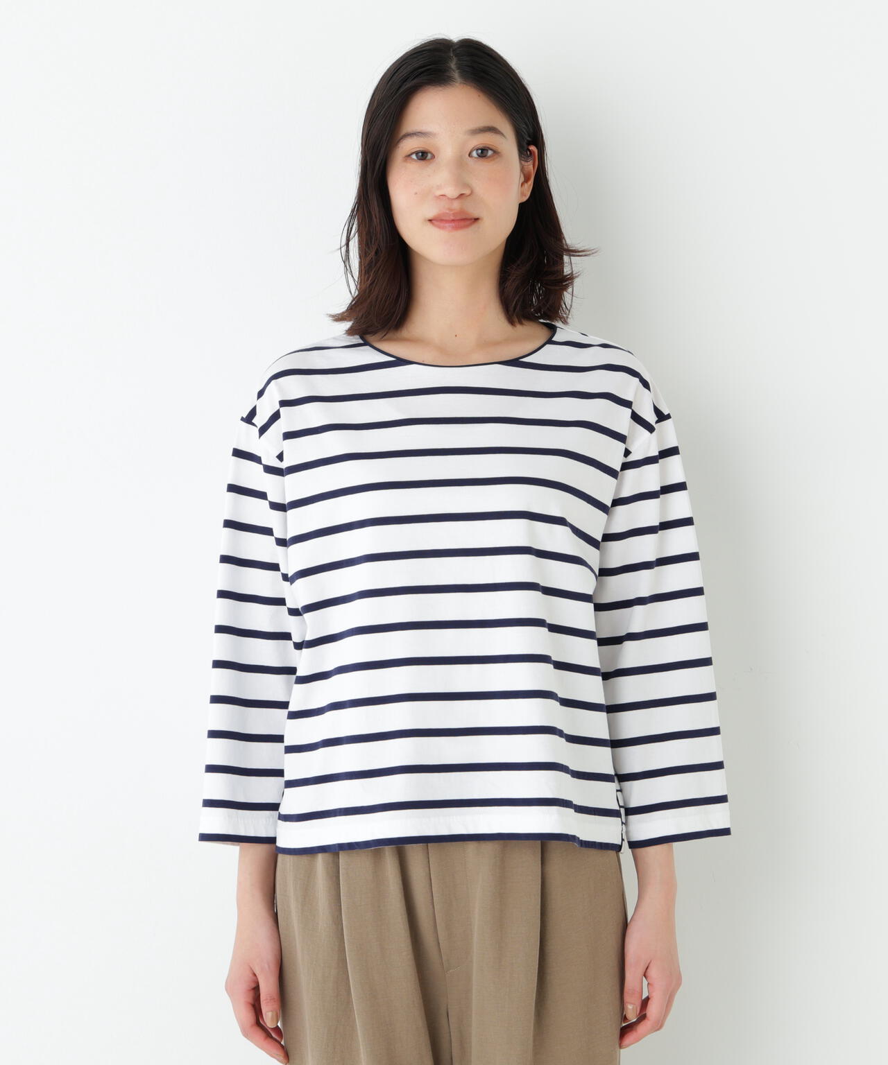 定番》ハイゲージボーダーカットソー | human woman（ヒューマン