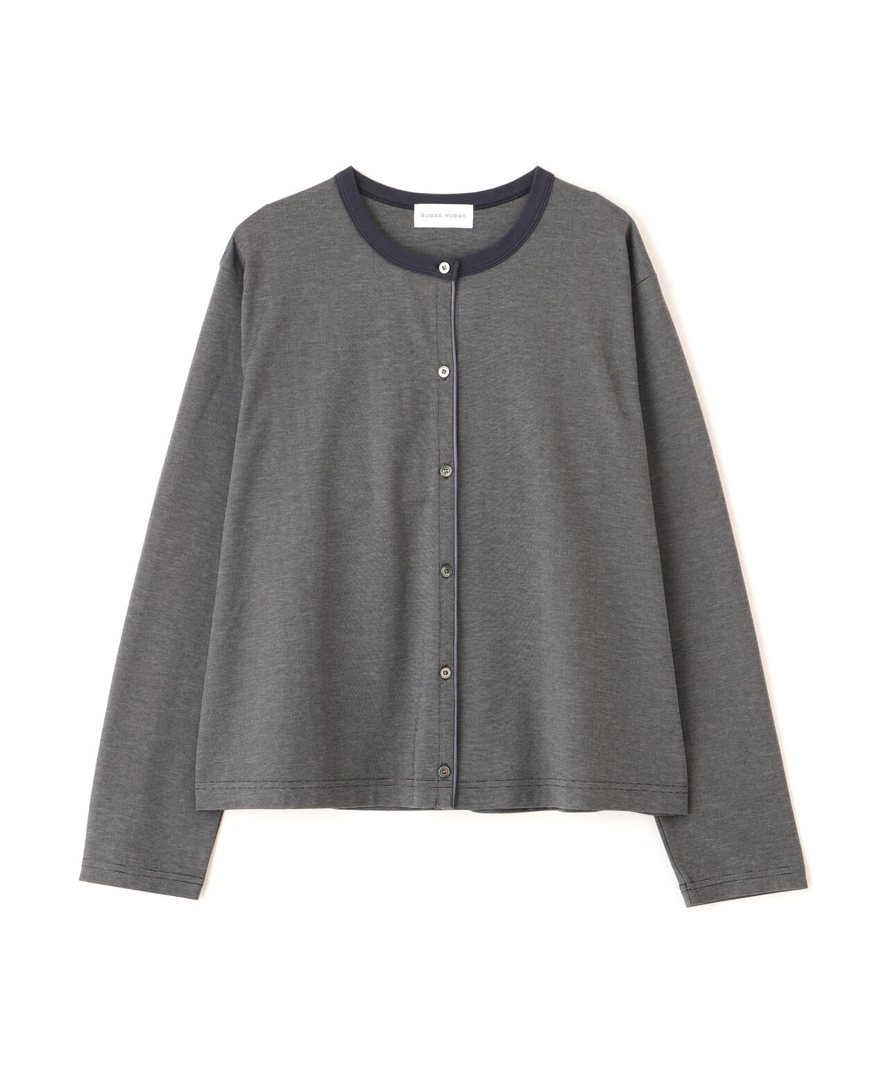 《接触冷感 / 洗える》ストレッチポンチクルーネックカーディガン