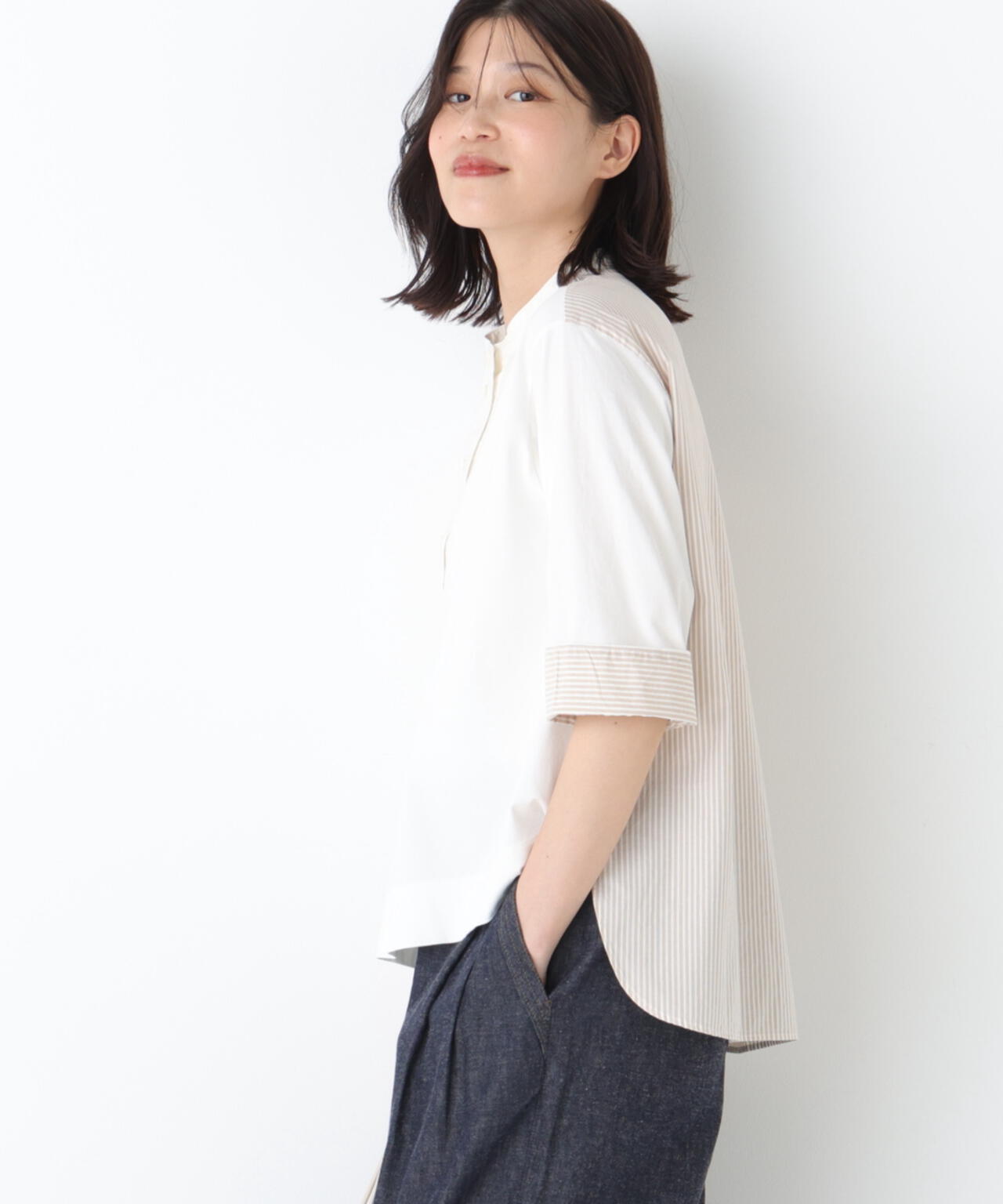 【6/12 10:00～6/15 スペシャルクーポン 対象商品】異素材使い配色プルオーバー