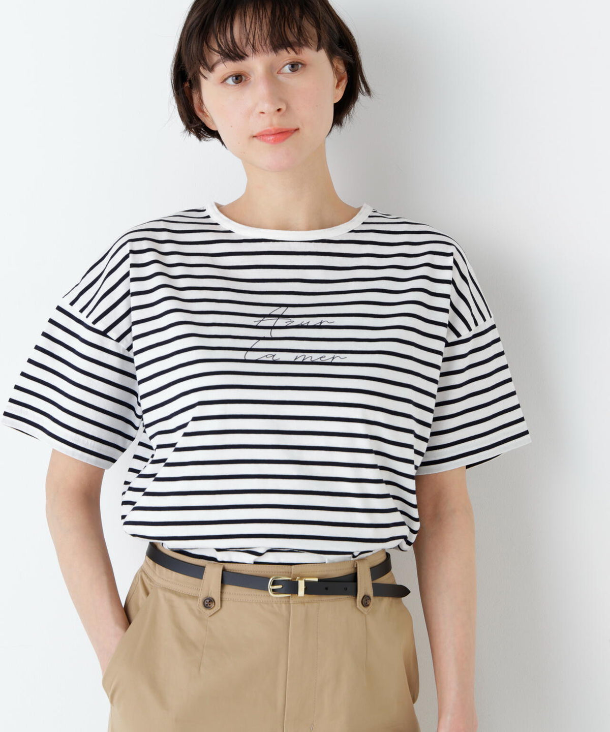 azurela mer ボーダーロゴTシャツ | human woman 