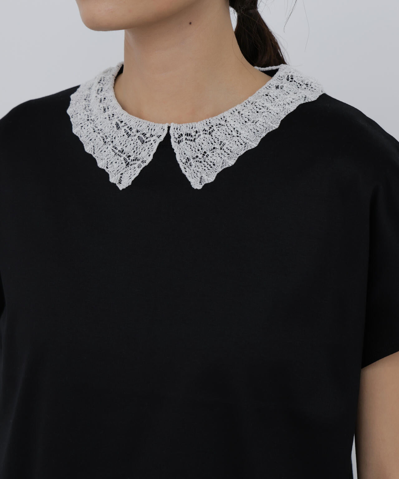大人気追加生産》レース衿スムースTシャツ | human woman（ヒューマン