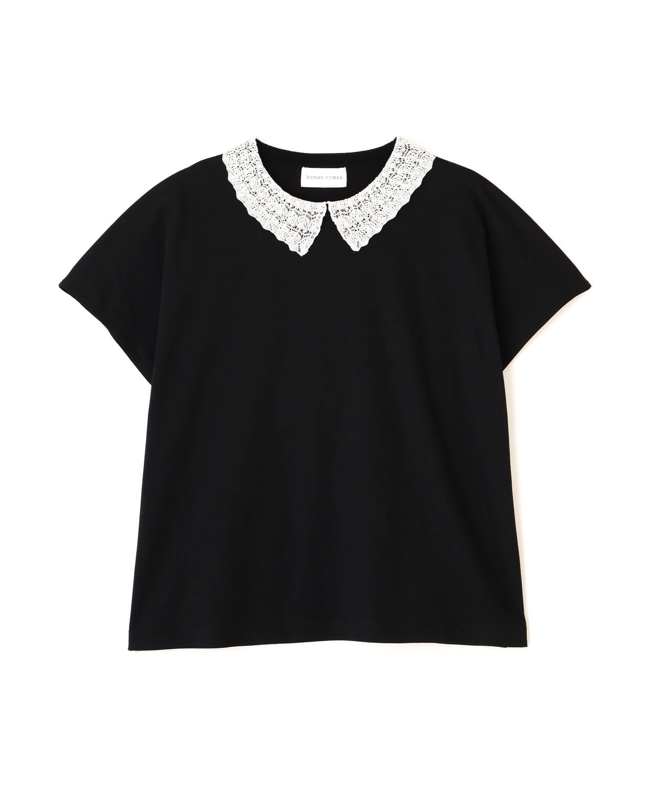 大人気追加生産》レース衿スムースTシャツ | human woman（ヒューマン