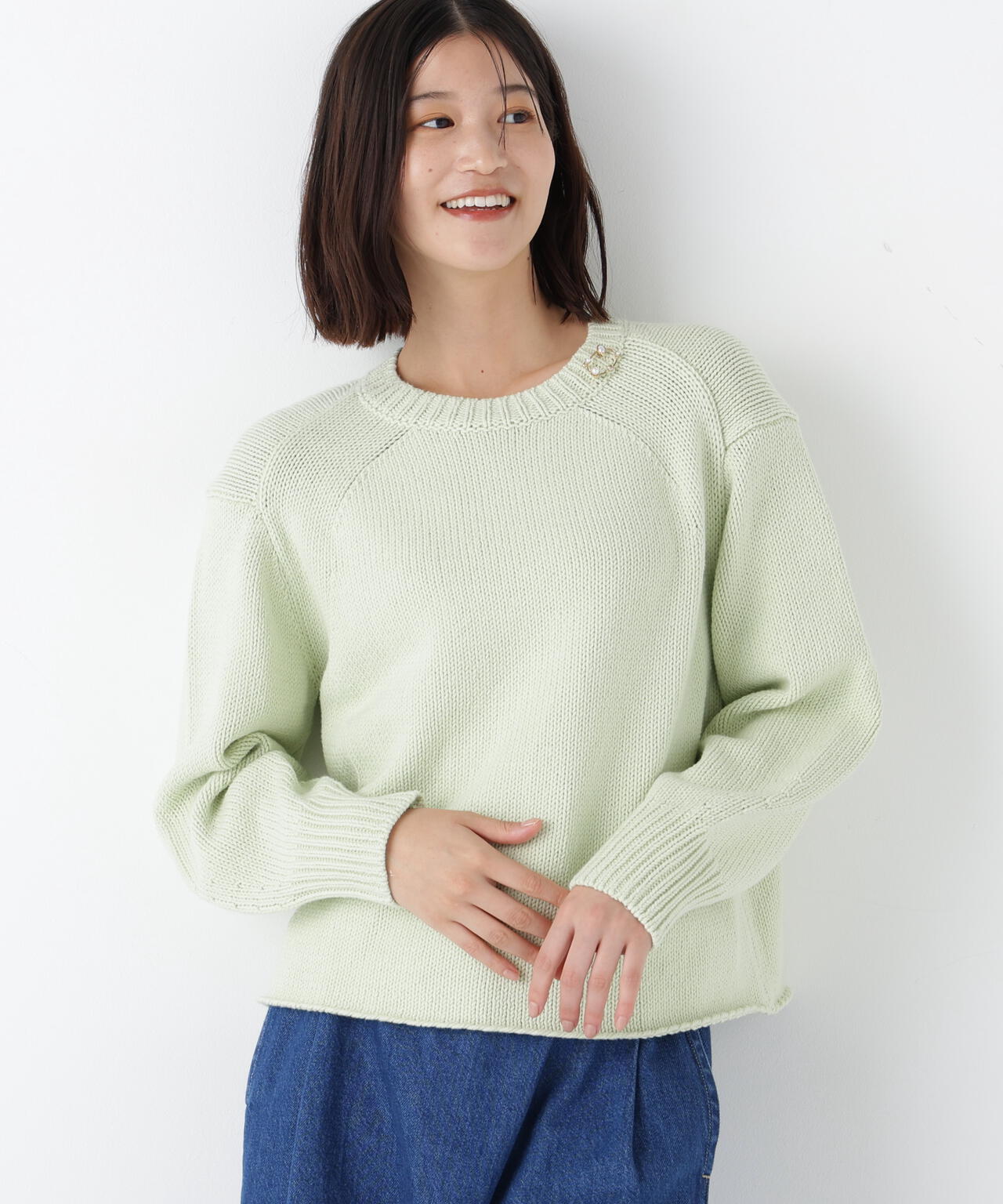 洗える》コットンミックスローゲージニットプルオーバー | human woman