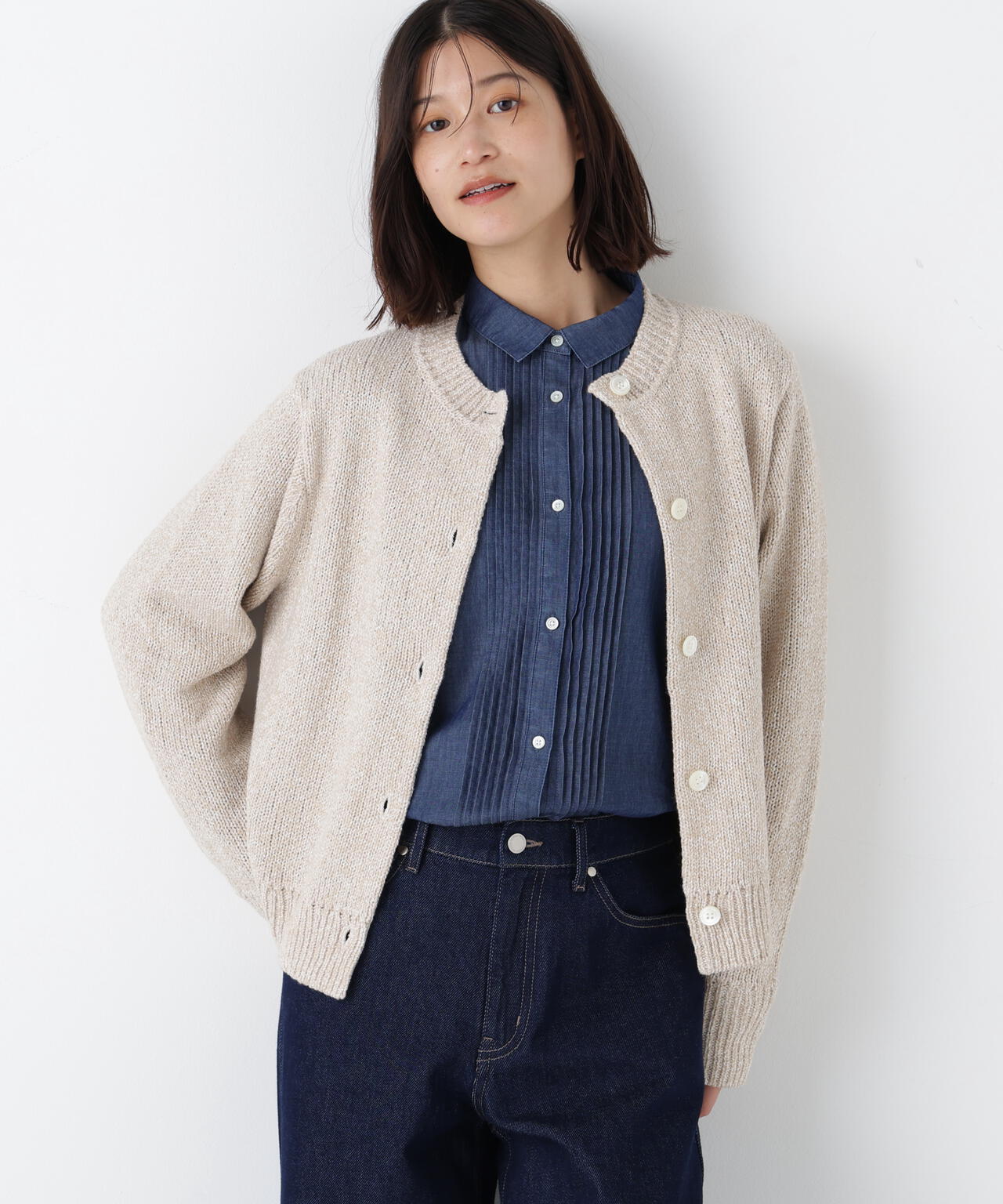 ＭＩＸヤーンクルーネックカーディガン