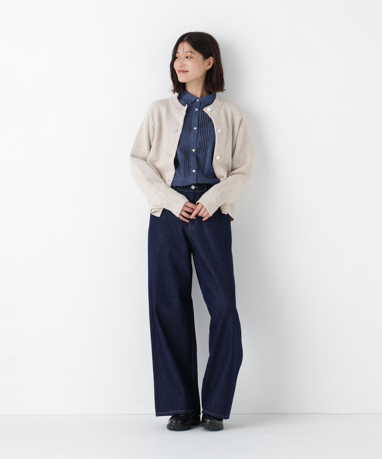 ＭＩＸヤーンクルーネックカーディガン