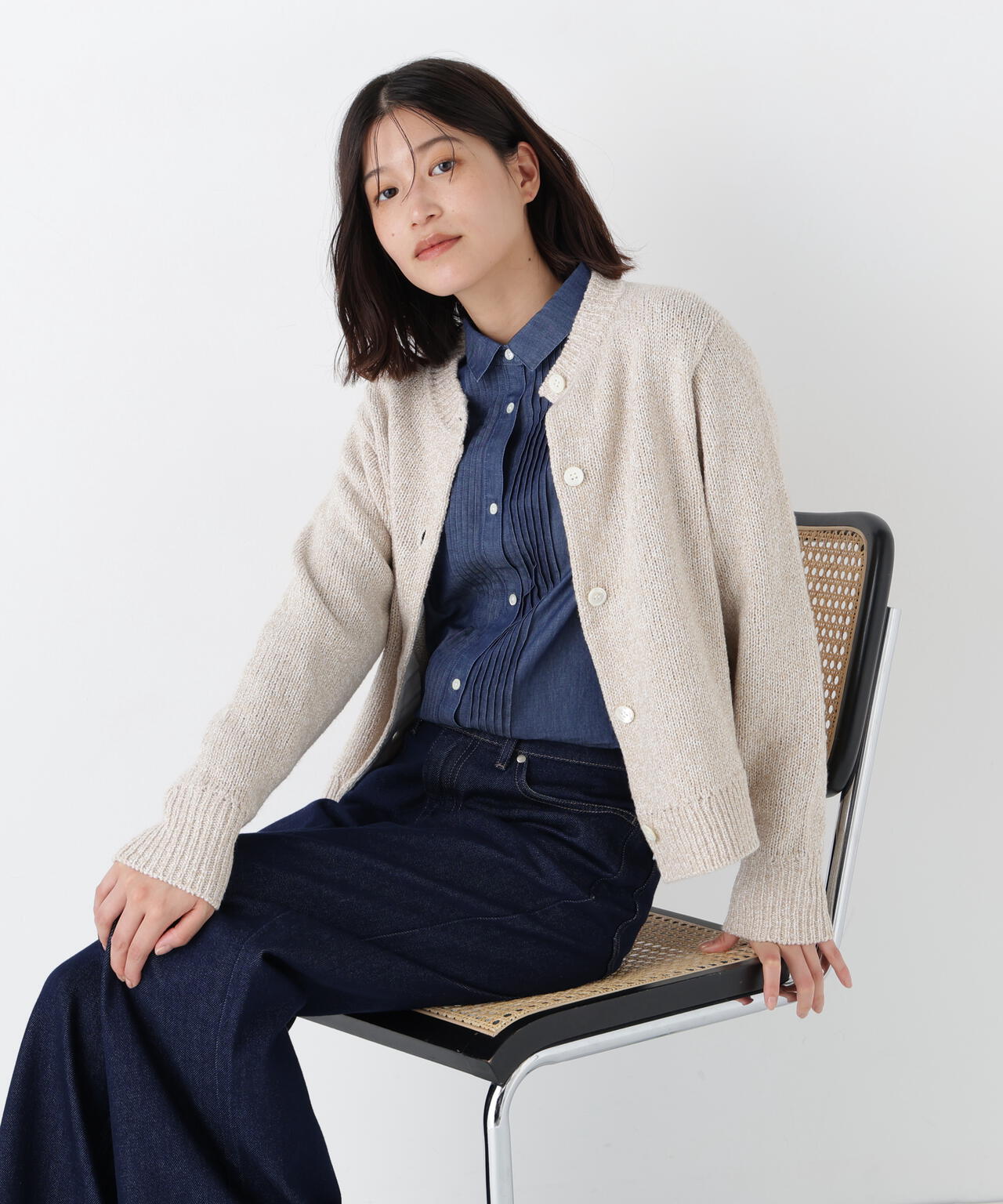 ＭＩＸヤーンクルーネックカーディガン