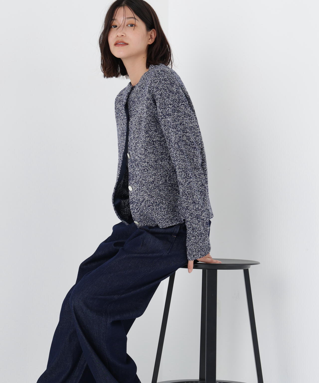 ＭＩＸヤーンクルーネックカーディガン