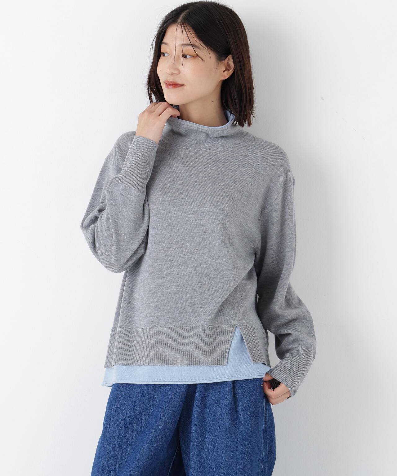 ウールＭＩＸハイゲージバイカラータートルＰ／Ｏ