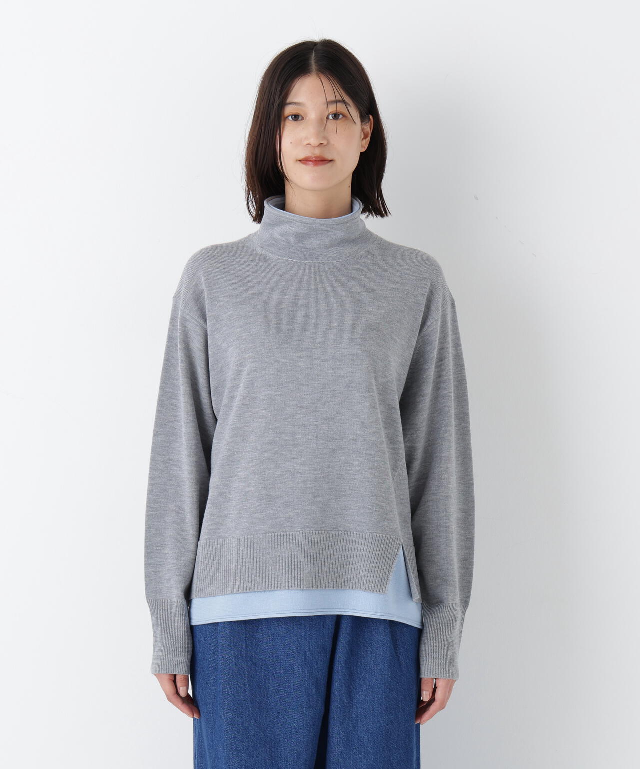 ウールＭＩＸハイゲージバイカラータートルＰ／Ｏ