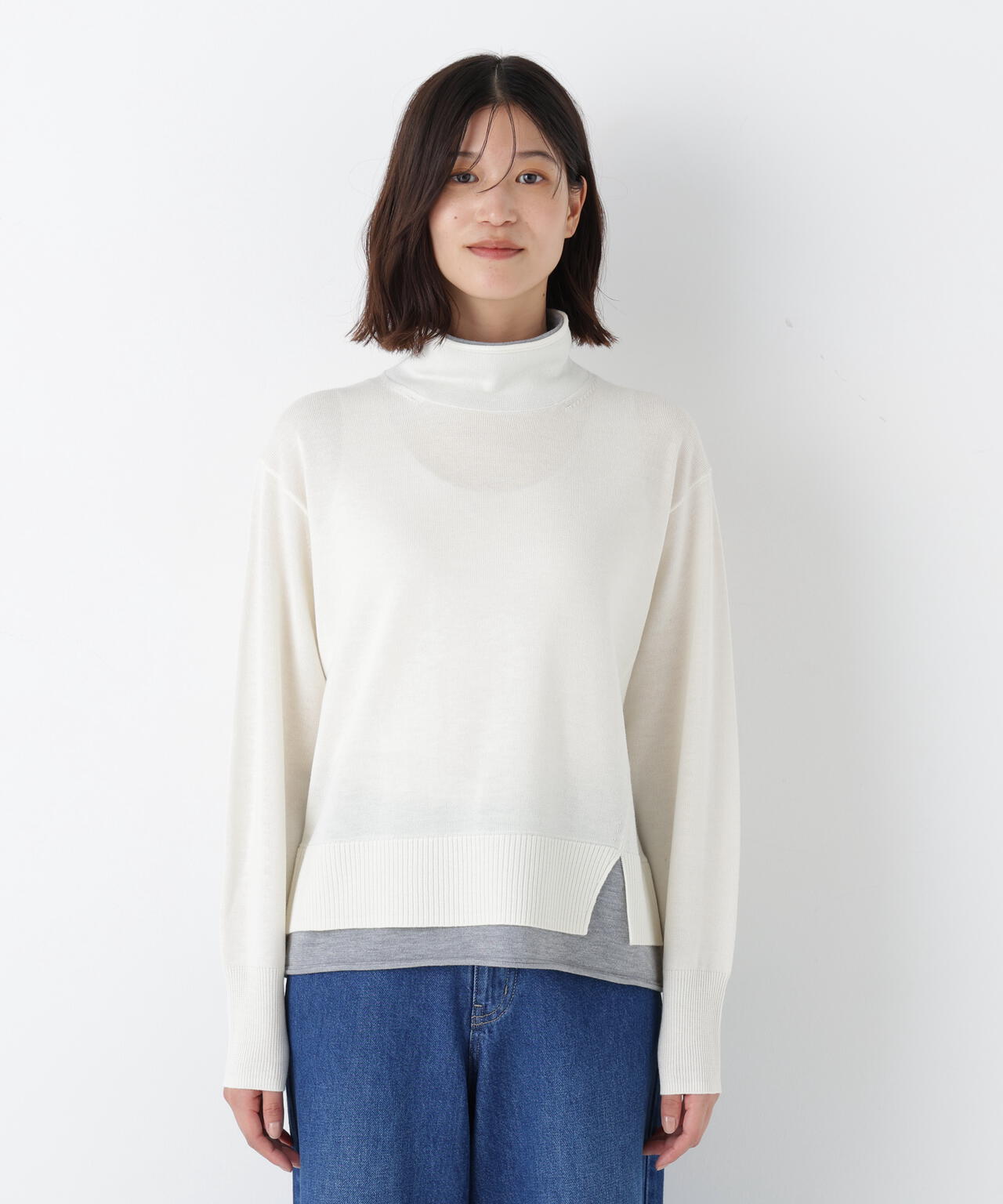 ウールＭＩＸハイゲージバイカラータートルＰ／Ｏ