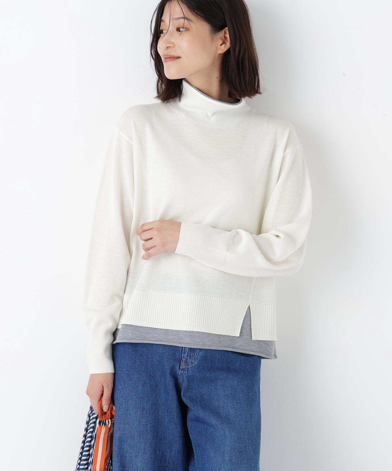 ウールＭＩＸハイゲージバイカラータートルＰ／Ｏ