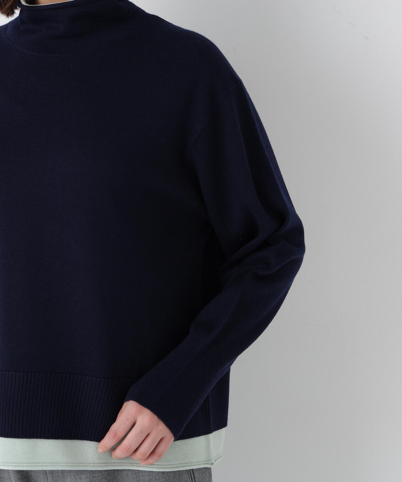 ウールＭＩＸハイゲージバイカラータートルＰ／Ｏ