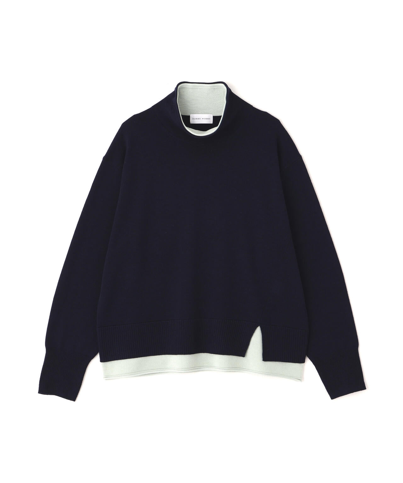 洗える》ウールMIXハイゲージバイカラーレイヤード タートルニット