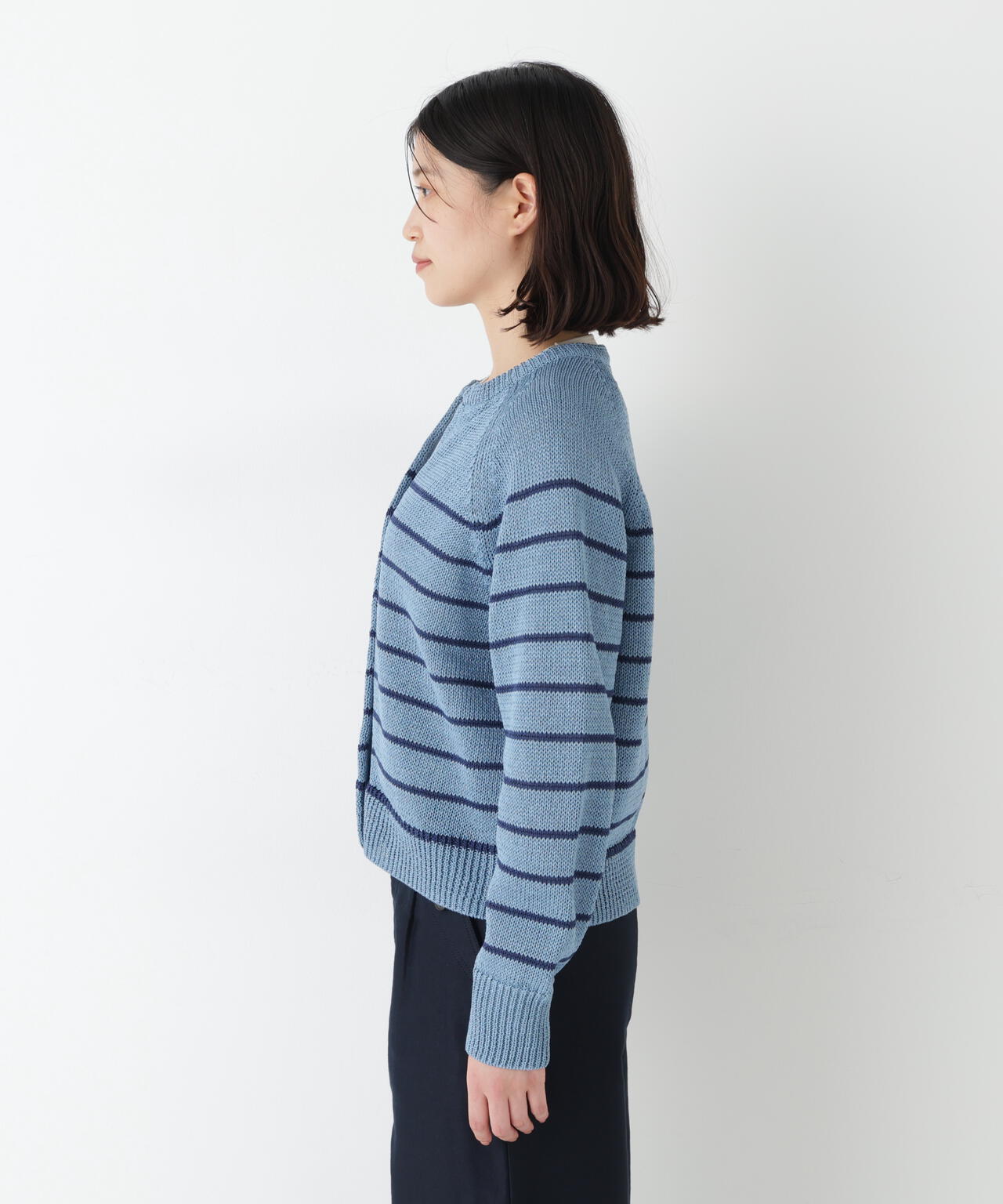 希少★美品★45r ギマ梅小紋ニットカーディガン　コットン100% 6/12 10:00～6/15 スペシャルクーポン 対象商品】≪定番 / 洗える