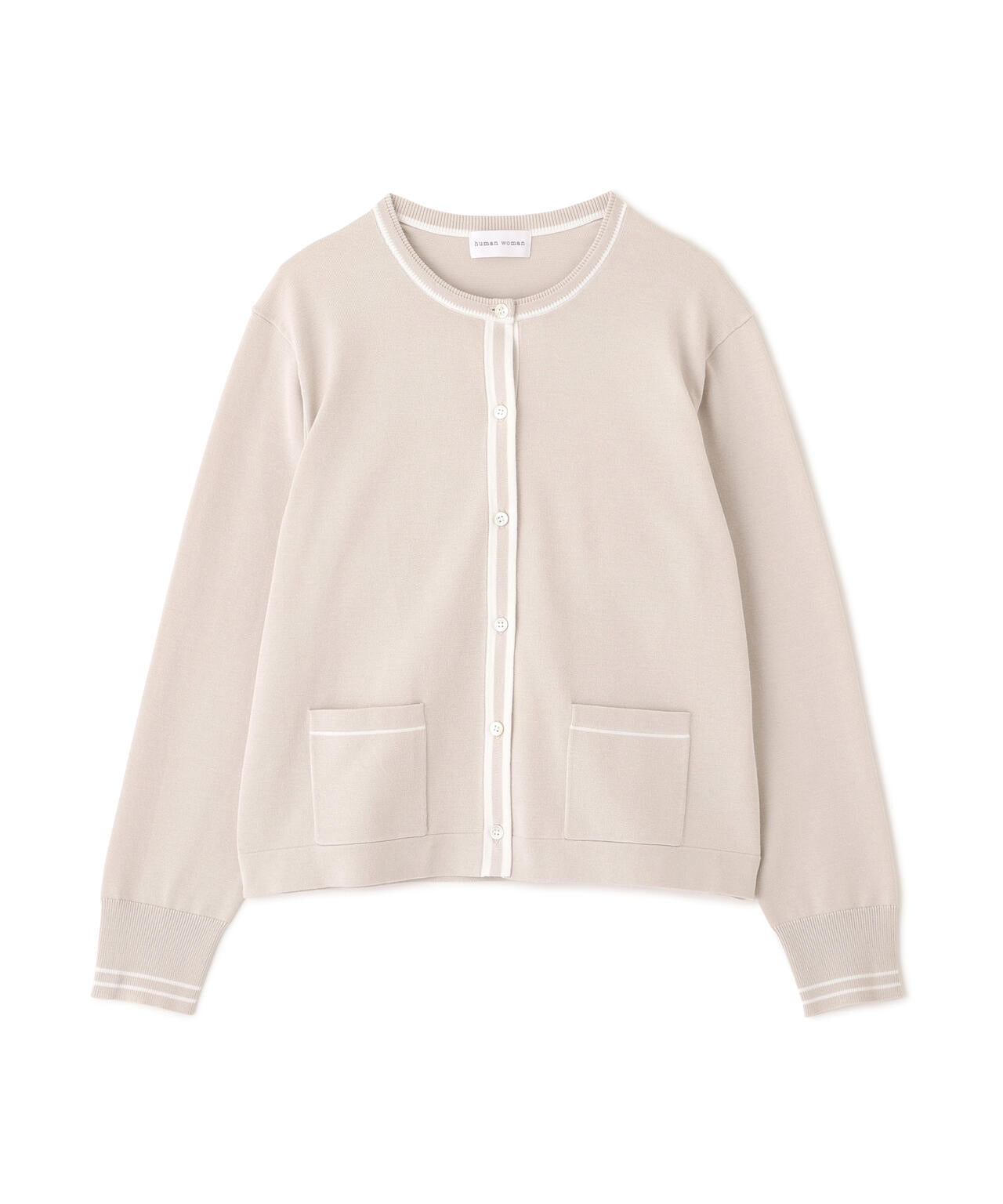 オーガニックコットン混プレーティングライン入カーディガン | human