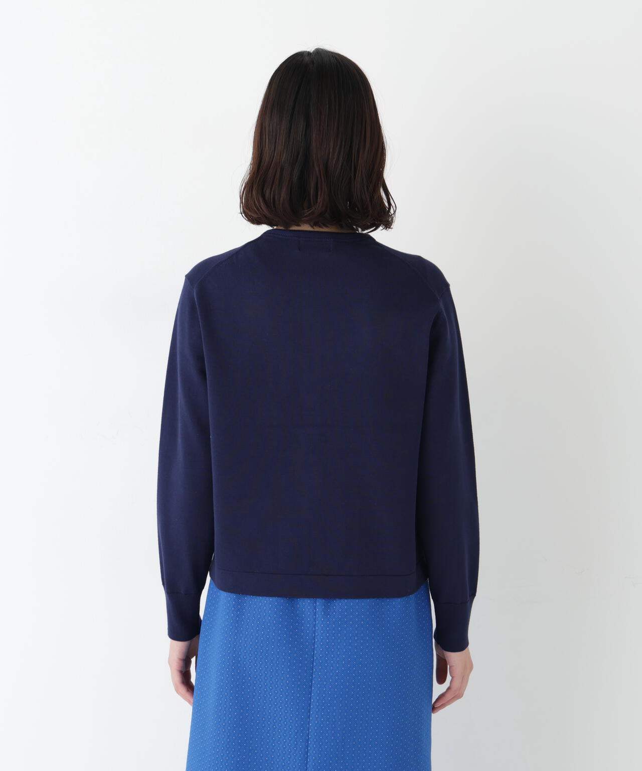 オーガニックコットン混プレーティングライン入カーディガン