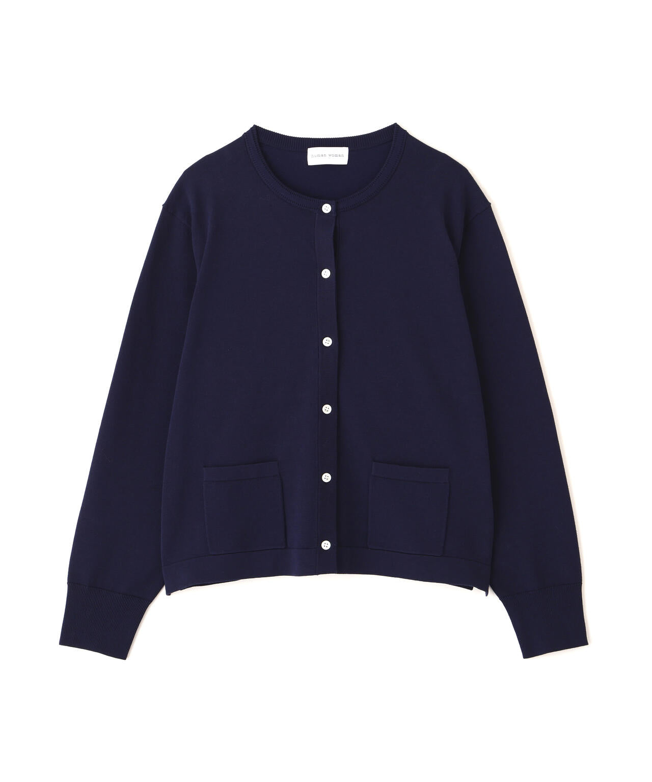 オーガニックコットン混プレーティングライン入カーディガン