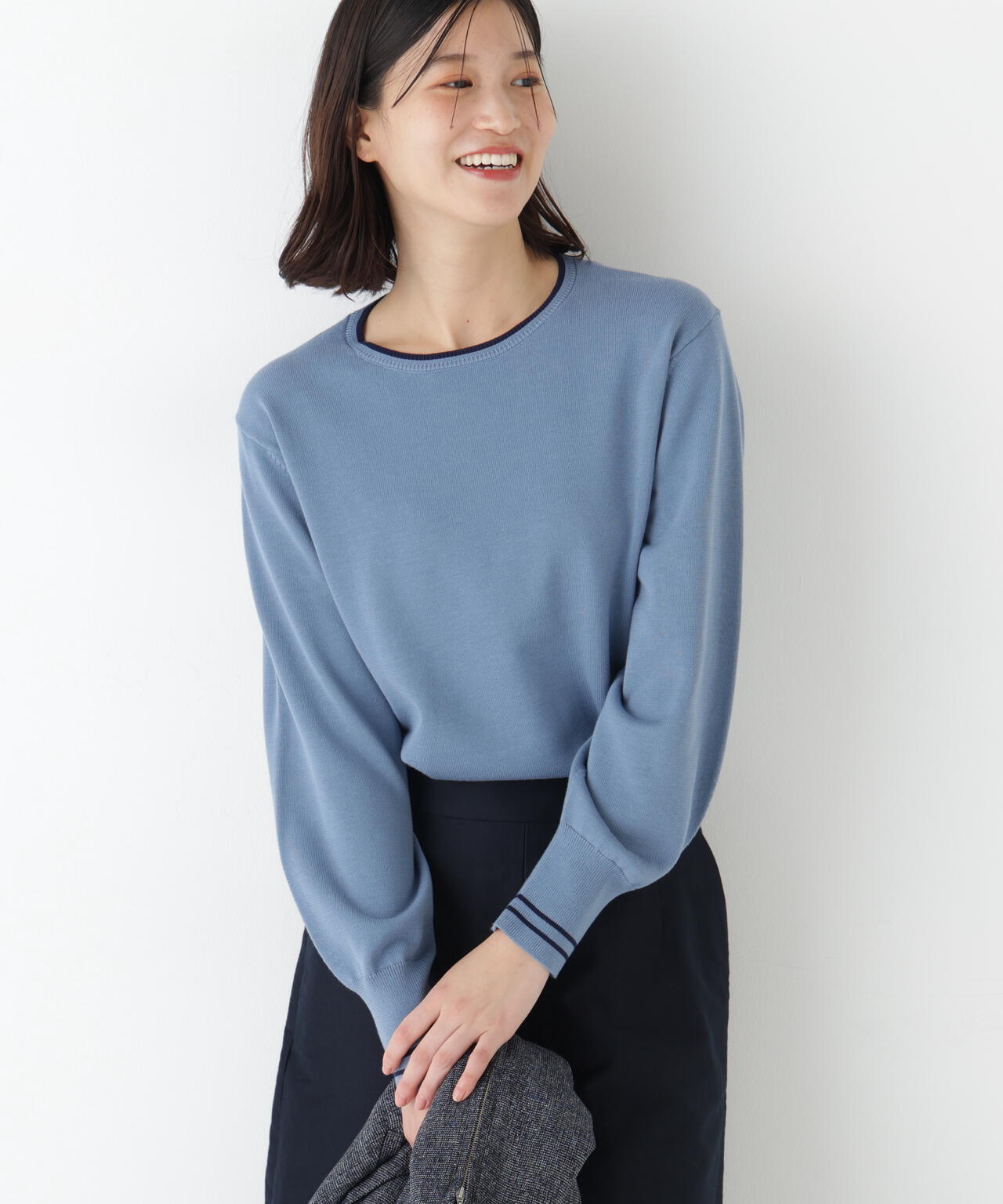 オーガニックコットン混ライン入プルオーバー | human woman