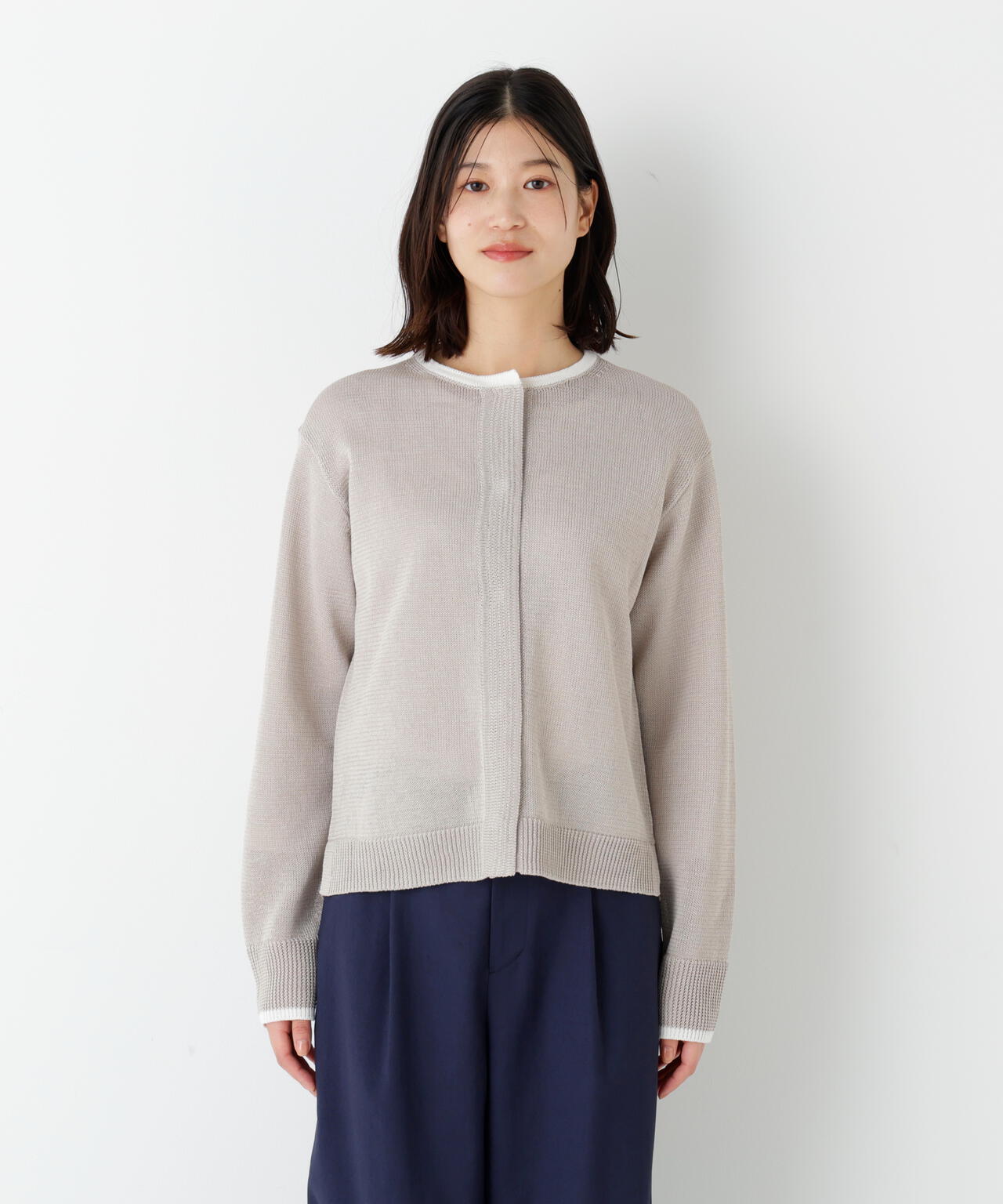 ミドルゲージギマクルーネックカーディガン